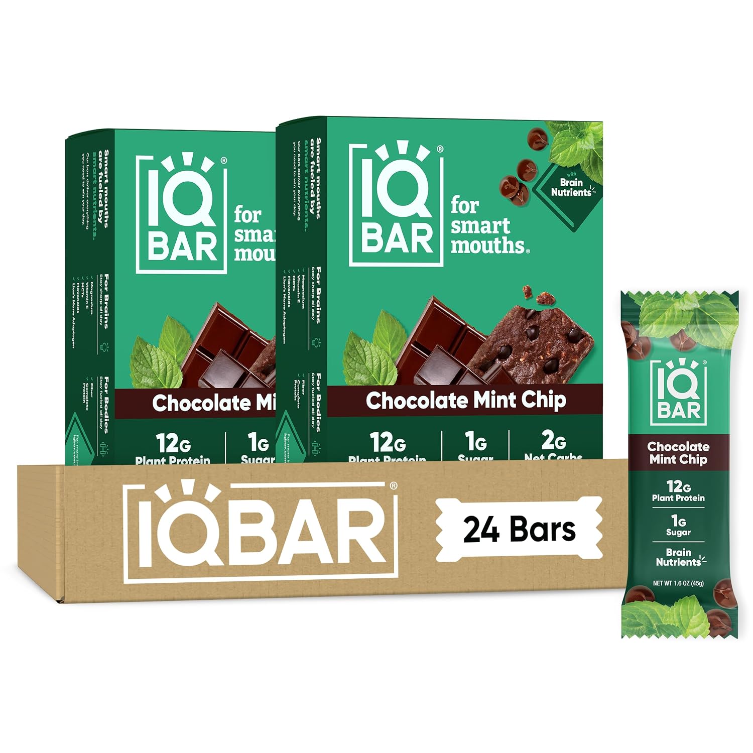 IQBAR Clean Protein Bars, Low Sugar Keto, Banana Nut 12-Count