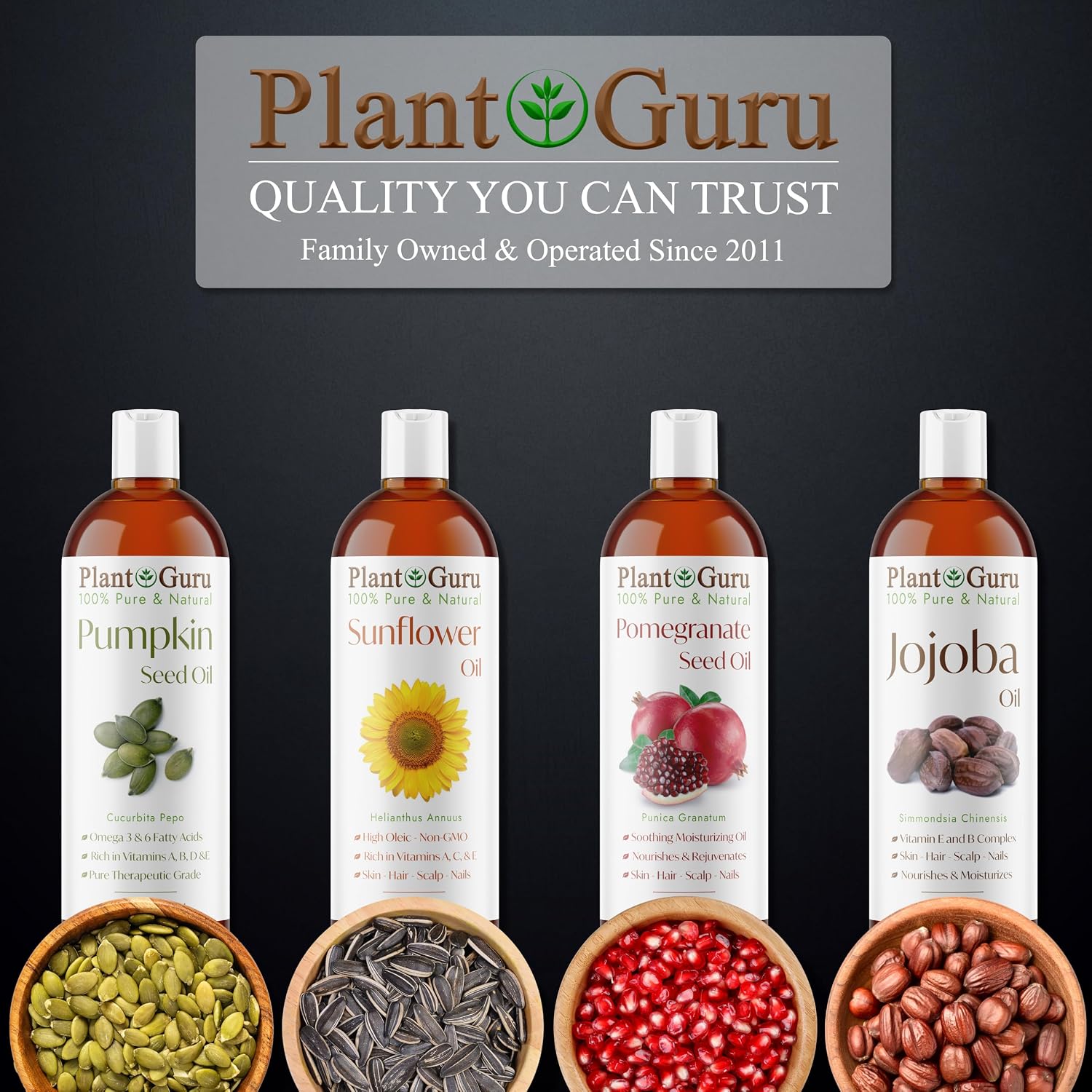 Plant Guru Pumpkin Seed Oil 16 oz. Virgin, Unrefined Cold Pressed 100% Pure Natural – Ideal for Skin, Face, Body