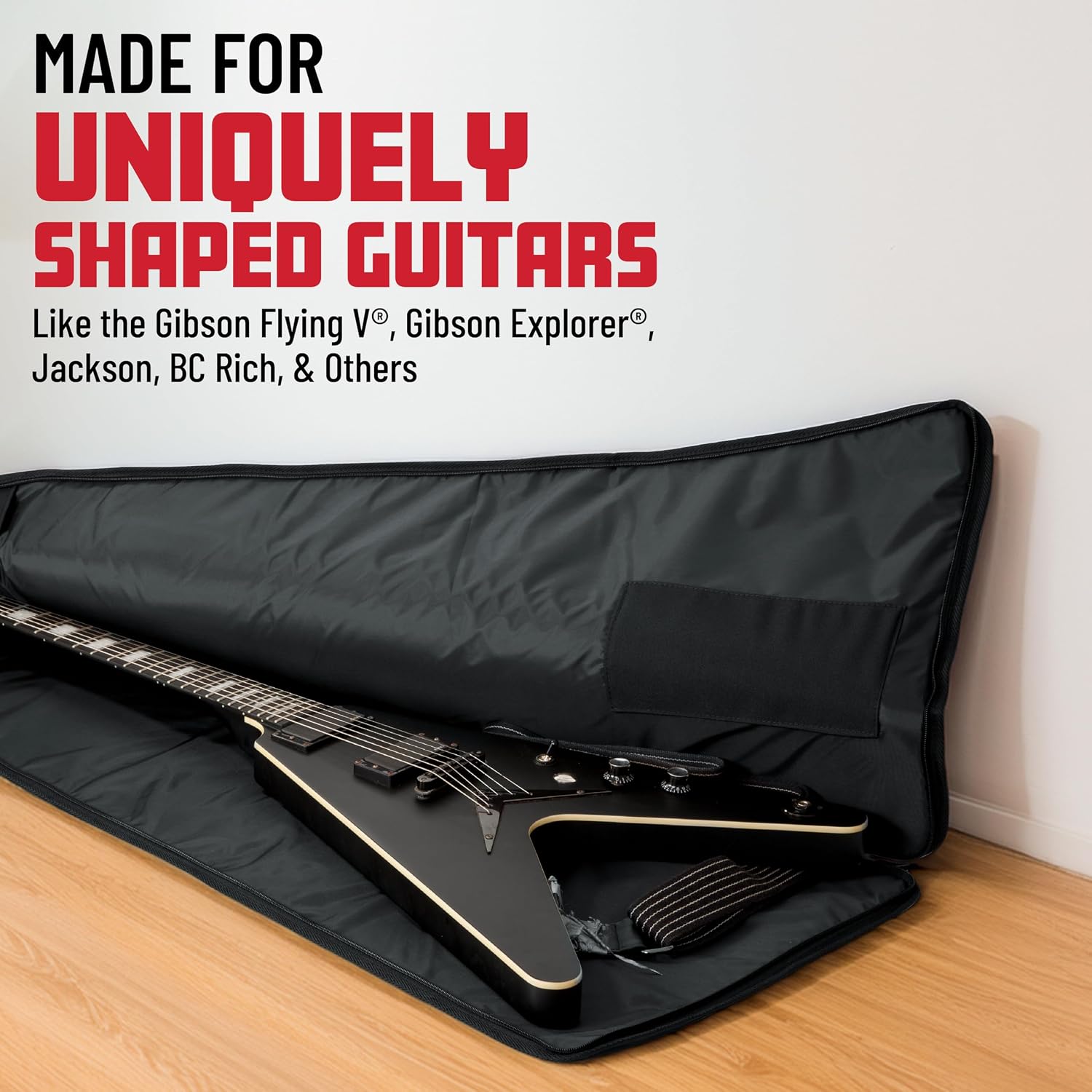 Gator Cases Foam Padded Guitar Gig Bag for Extreme Style Guitar Bodies, Fits Flying V, Explorer, Warlock, and More, up to 47.5" in Length (GBE-EXREME)