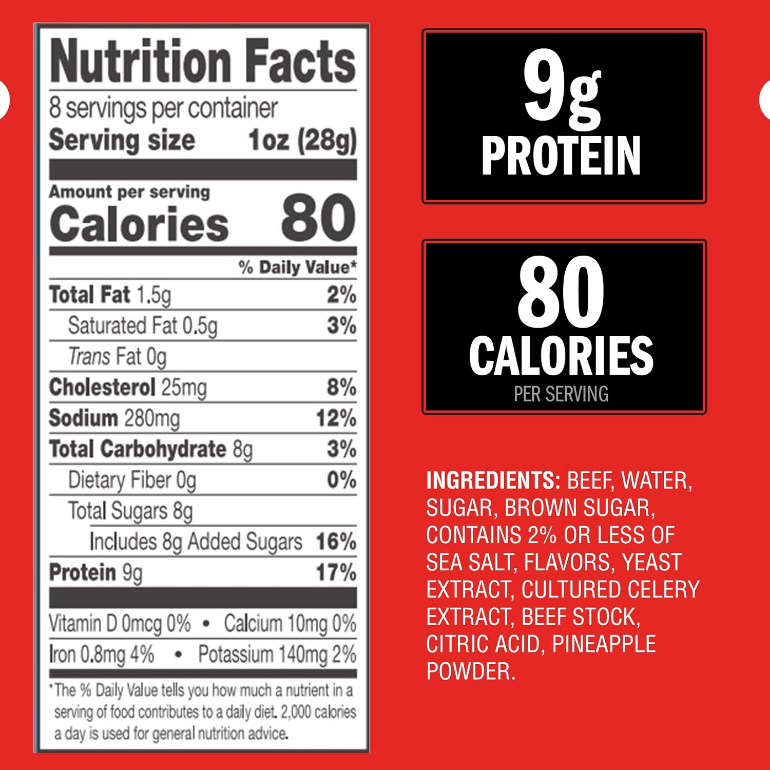 Jack Link's Peppered Beef Jerky Half Pounder - 8 oz Large Jerky Bag - Ready to Eat Real Meat Protein Snacks - 9g Protein per Serving - Made with 100% Real Beef | Large Jerky Bag - Ready to Eat Real Meat Protein Snacks - 9g Protein per Serving - Made with…