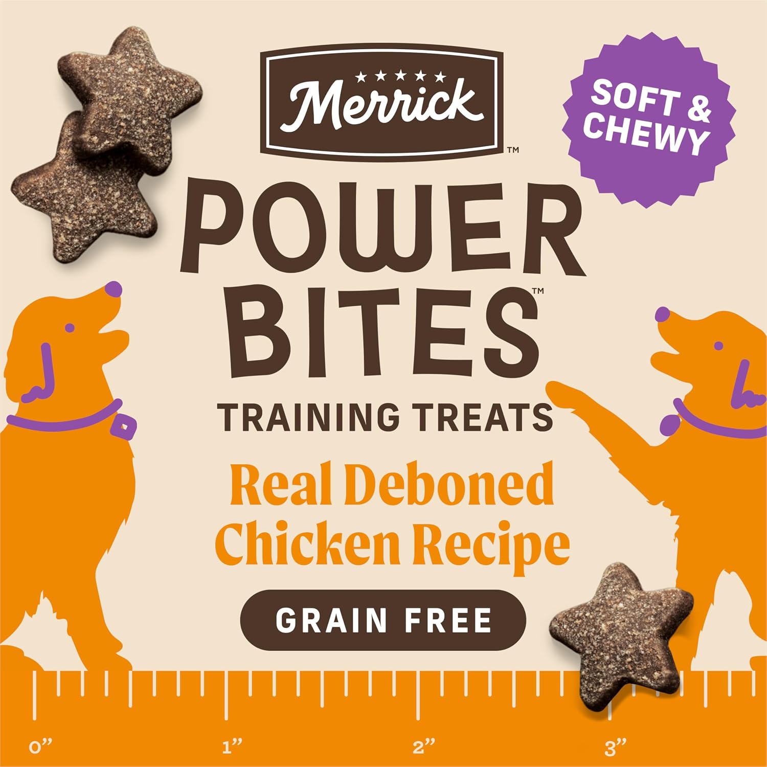 Merrick Power Bites Chicken Recipe Soft Dog Treats, Grain-Free Dog Snack with Real Chicken, 6 oz Bag