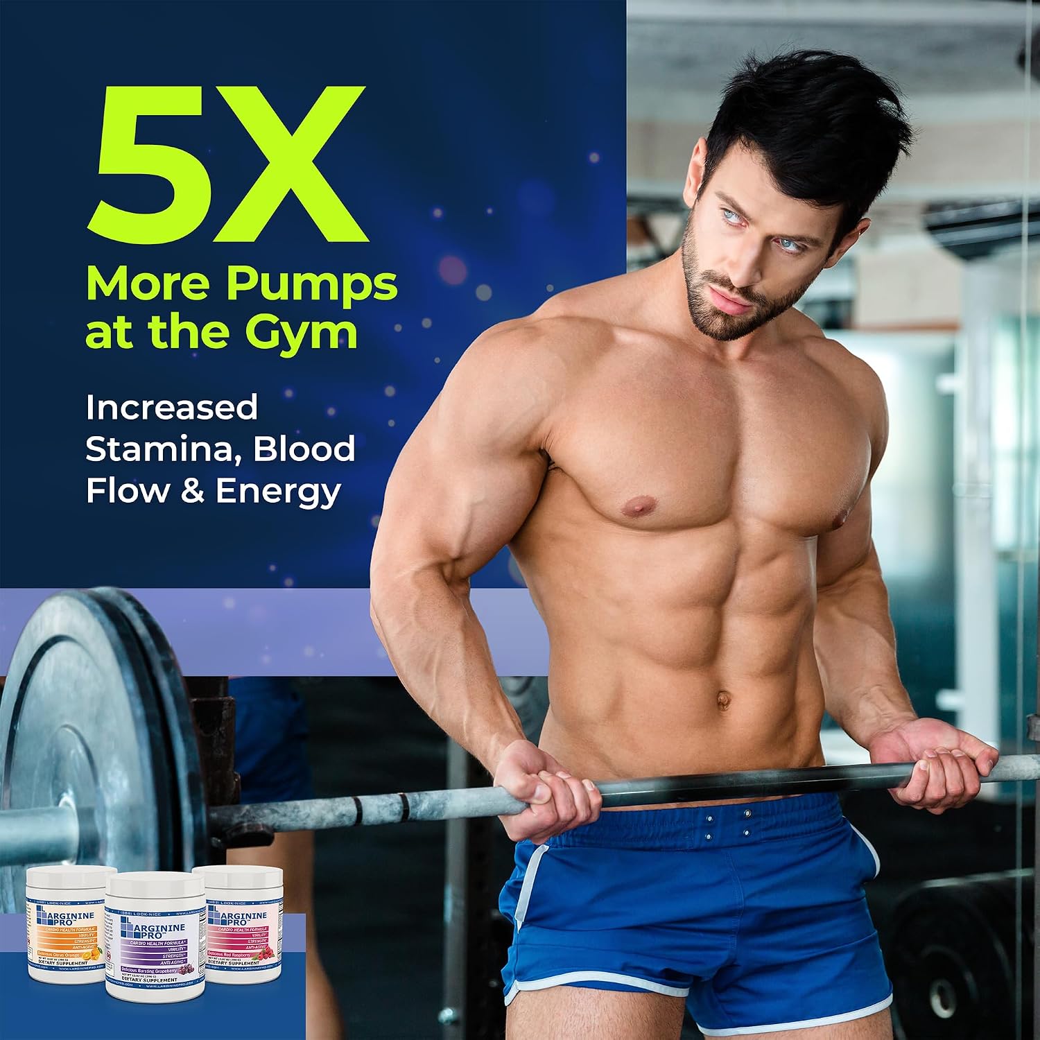 | 5, 500mg L-Arginine Plus L-Citrulline 1, 100mg | Powder Drink Mix | Nitric Oxide Booster | Supports Pre Workout Energy