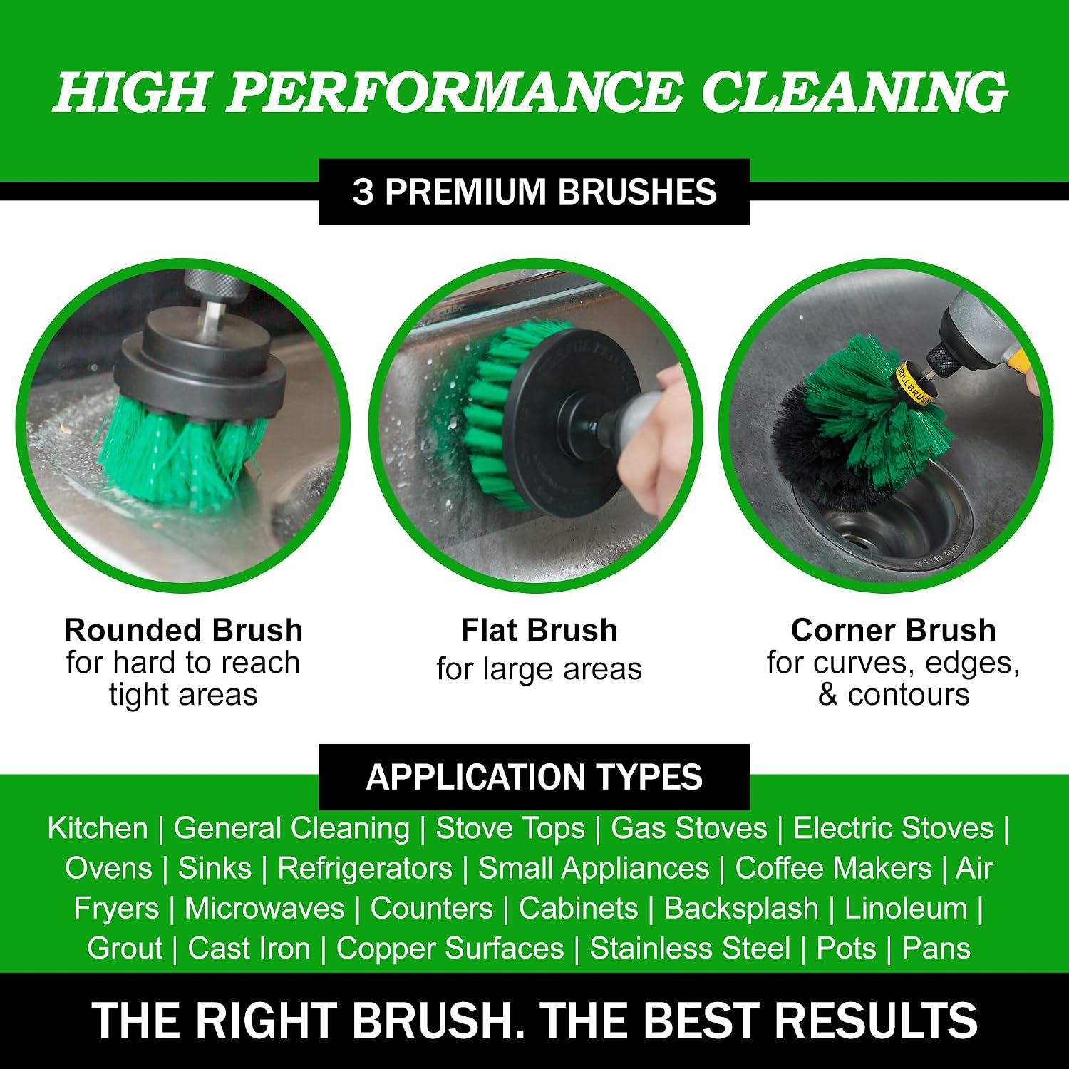 Drillbrush Drill Brush Attachment Set for Bathroom, Tile & Grout Cleaning | Power Scrubber Brush Kit for Bathtub & Shower - All-Purpose Household Cleaning Brushes for Drill - Electric Grout Cleaner Kit