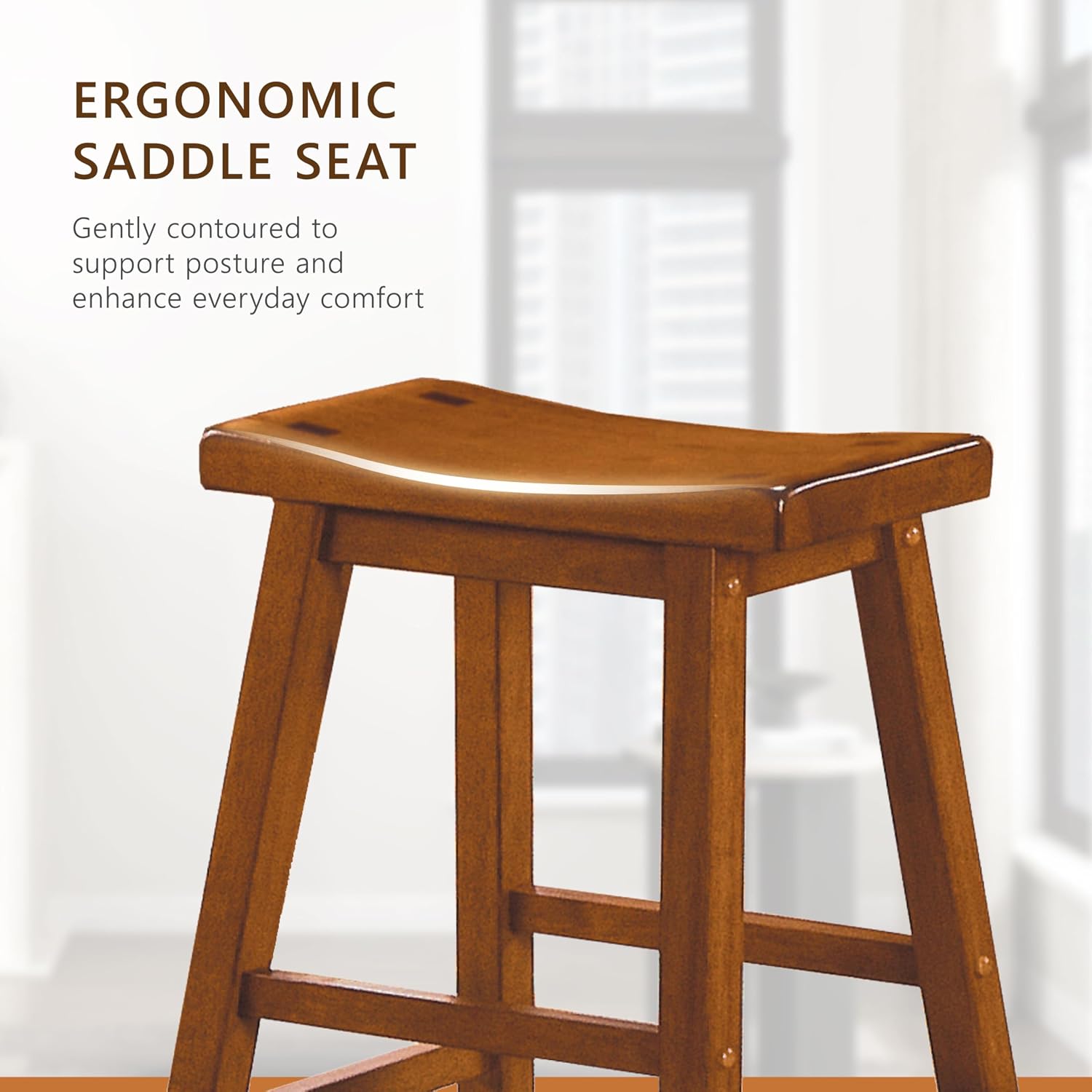 Homelegance Saddleback 24-Inch Height Barstool, Cherry, Set of 2