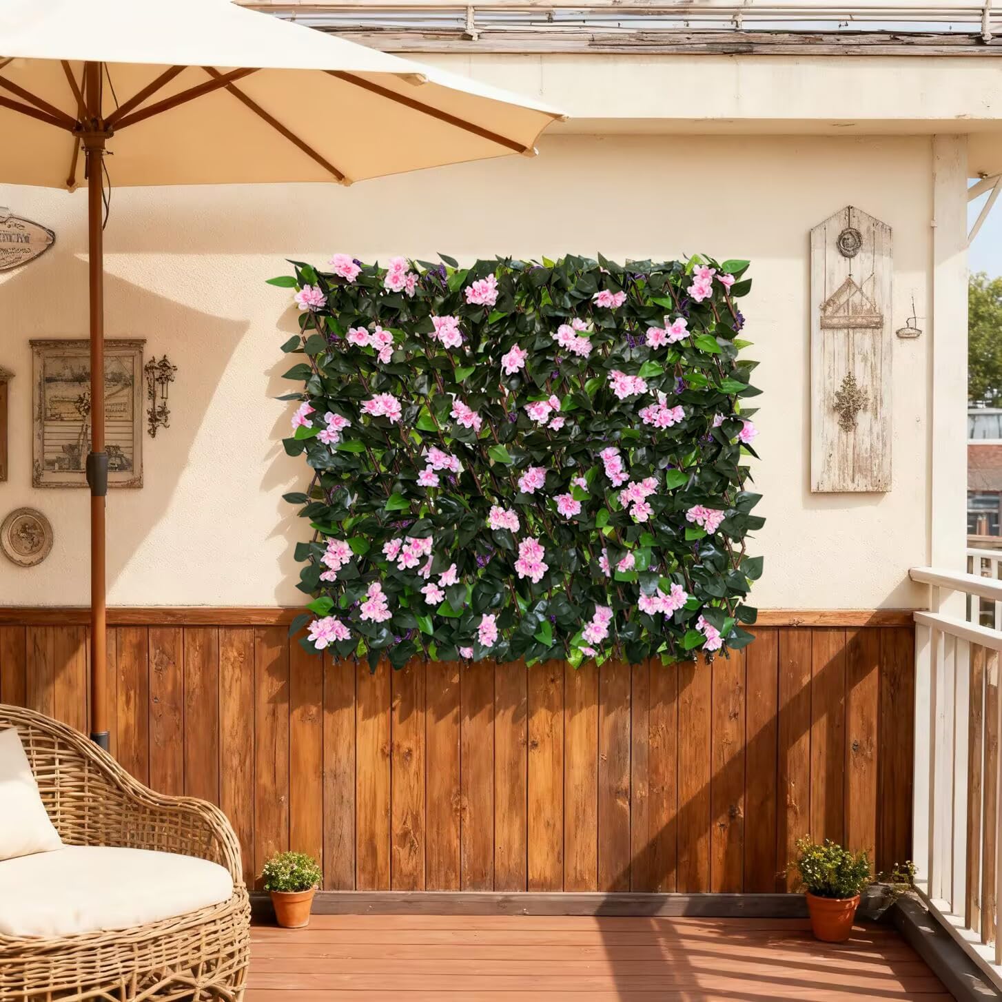 Expandable Fence Privacy Screen for Balcony Patio Outdoor,Decorative Faux Ivy Fencing Panel,Artificial Hedges (Single Sided Leaves)……
