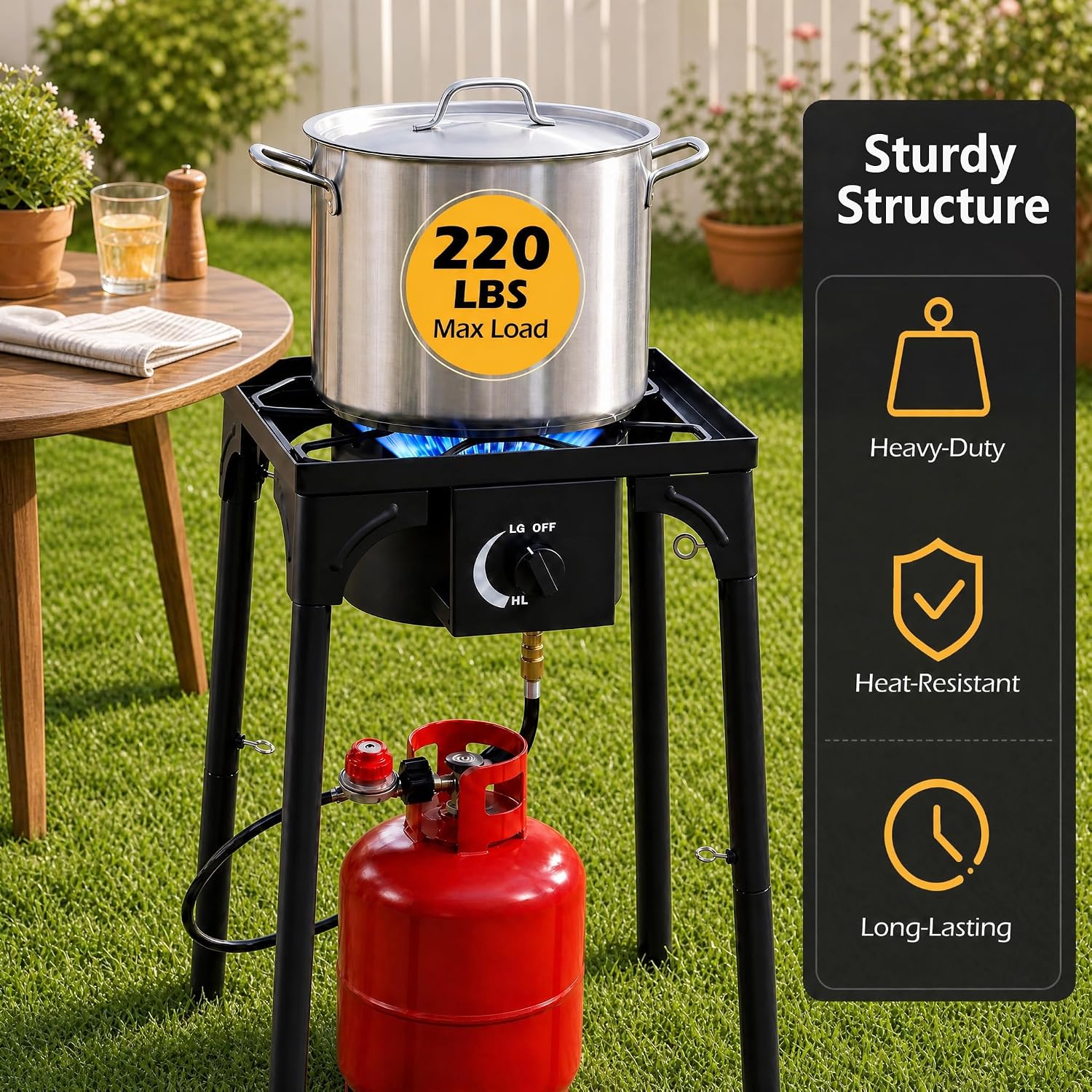 Goplus Outdoor Camping Stove, Dual Burner Propane Gas Cooker