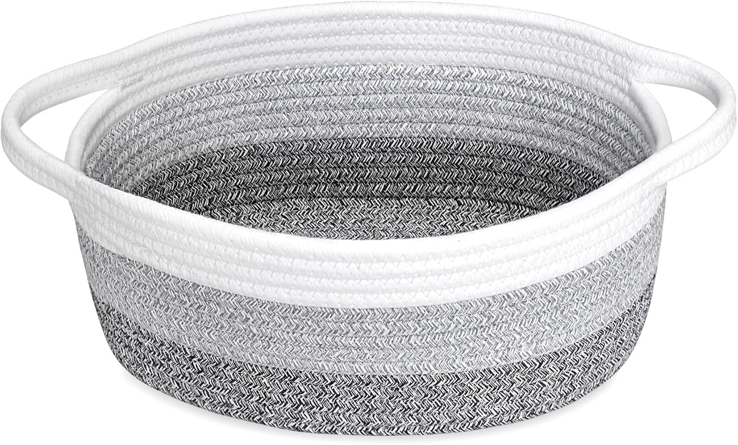 ABenkle Small Basket with Handles, Boho Decorative Rope Woven Dog Cat Toy Storage Bin Shelf Storage Organizer, Easter Christmas Gift Basket, 12"x8"x5"