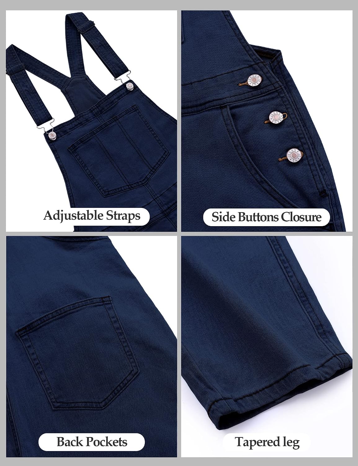 luvamia Women's Casual Stretch Adjustable Denim Bib Overalls Jeans Pants Jumpsuits