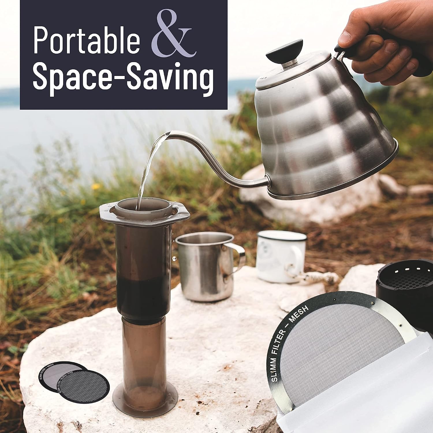 Stainless Steel Filter for AeroPress, 3 Reusable Metal Discs | Mesh, fine and ultra-fine discs. Tune body and clarity per brew. No paper waste. Reusable for years.