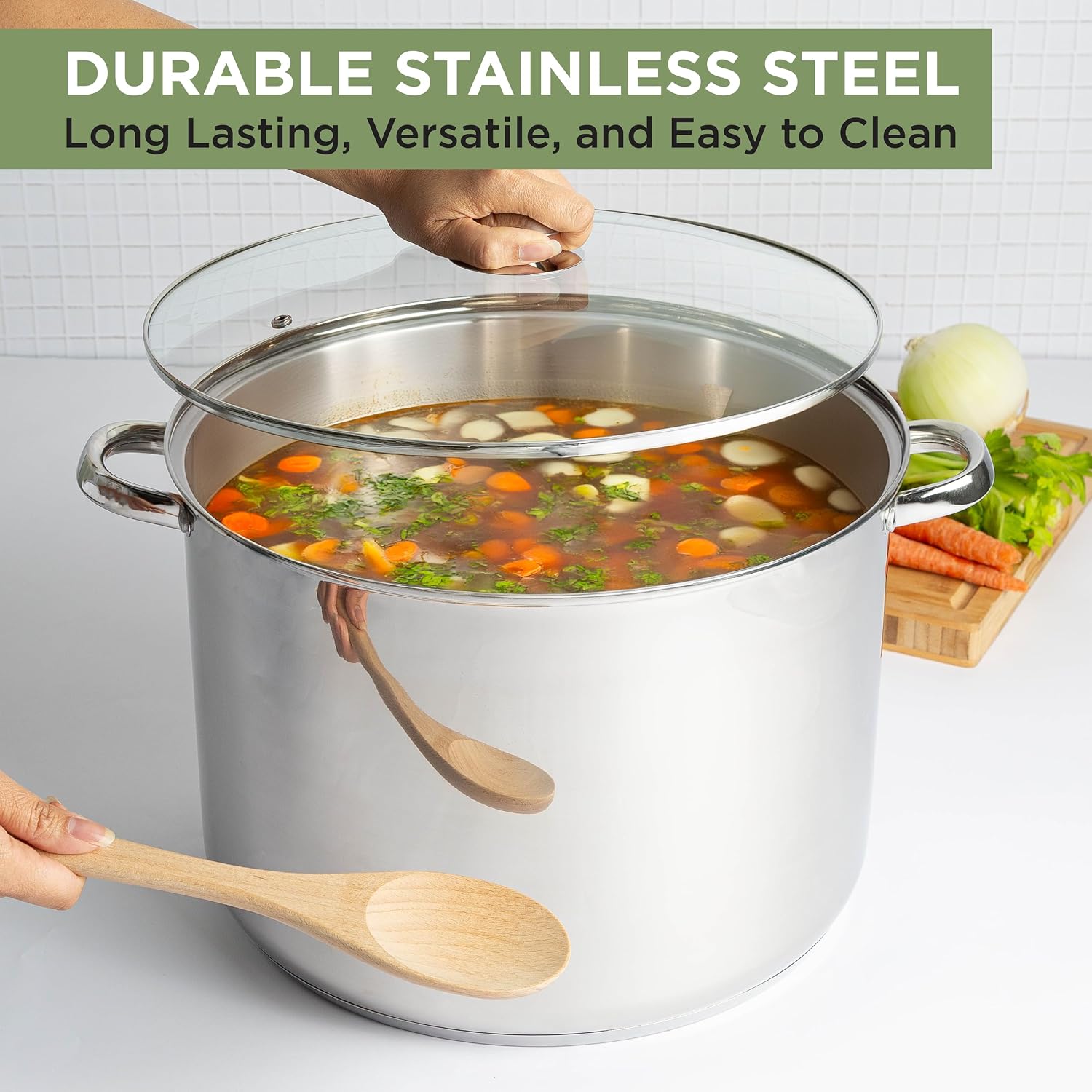Ecolution Stainless Steel Sauce Pan, Encapsulated Induction Ready Cooking Pot with Glass Lid, Oven Safe, Dishwasher Safe Soup Pot, 2-Quart