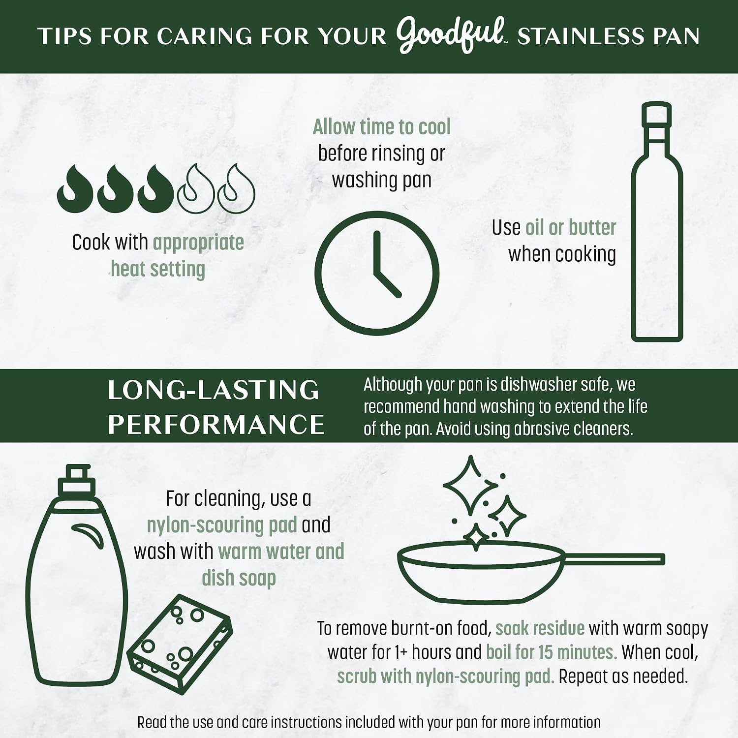 Goodful 12-Piece Classic Stainless Steel Cookware Set with Tri-Ply Base for Even Heating, Durable, Impact Bonded Pots and Pans
