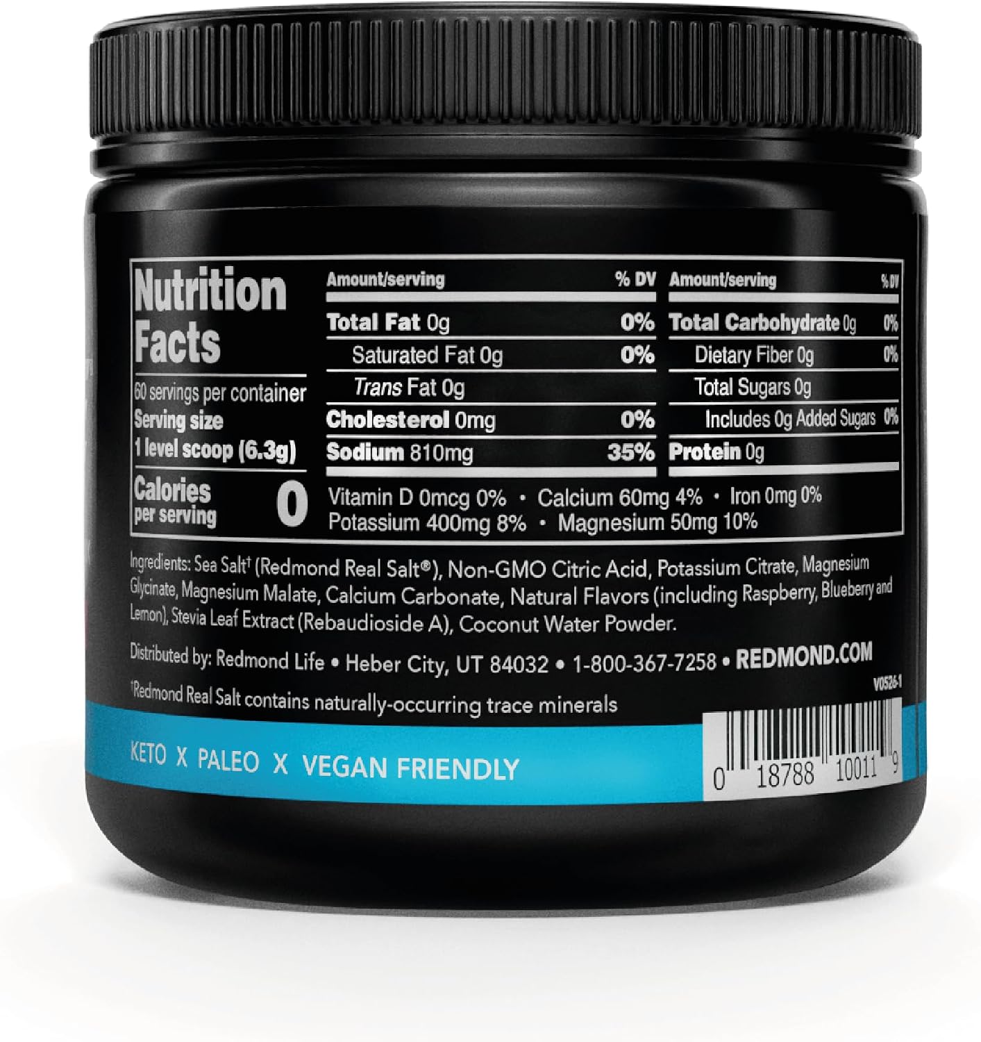 REDMOND Re-Lyte Sugar Free Electrolyte Powder Drink Mix (Mixed Berry)