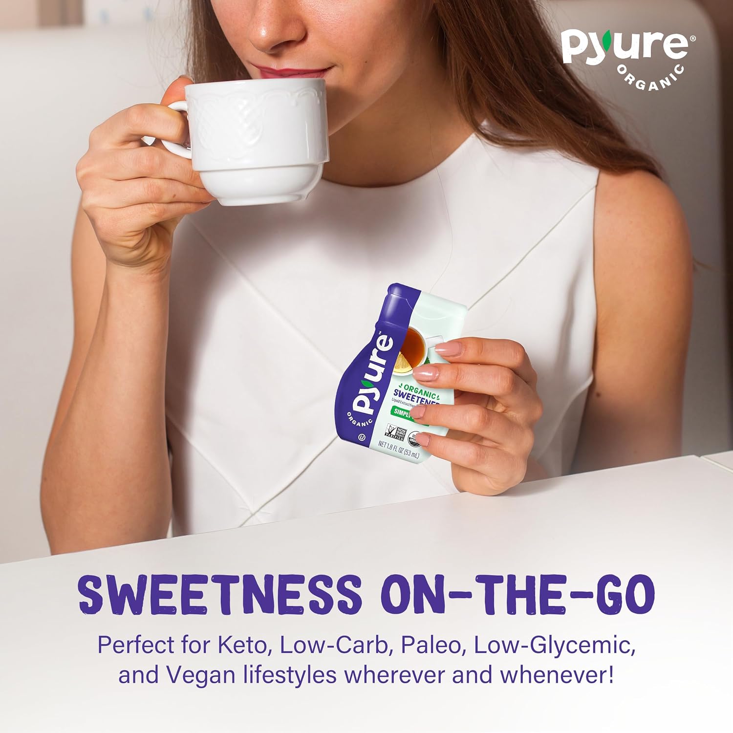 Pyure Liquid Stevia Extract | Zero Calorie Sugar-Free Sweetener, 1.8 Oz | Organic liquid stevia extract for coffee, tea, drinks, keto, diabetic, vegan, zero calorie, sugar-free, and low carb diets