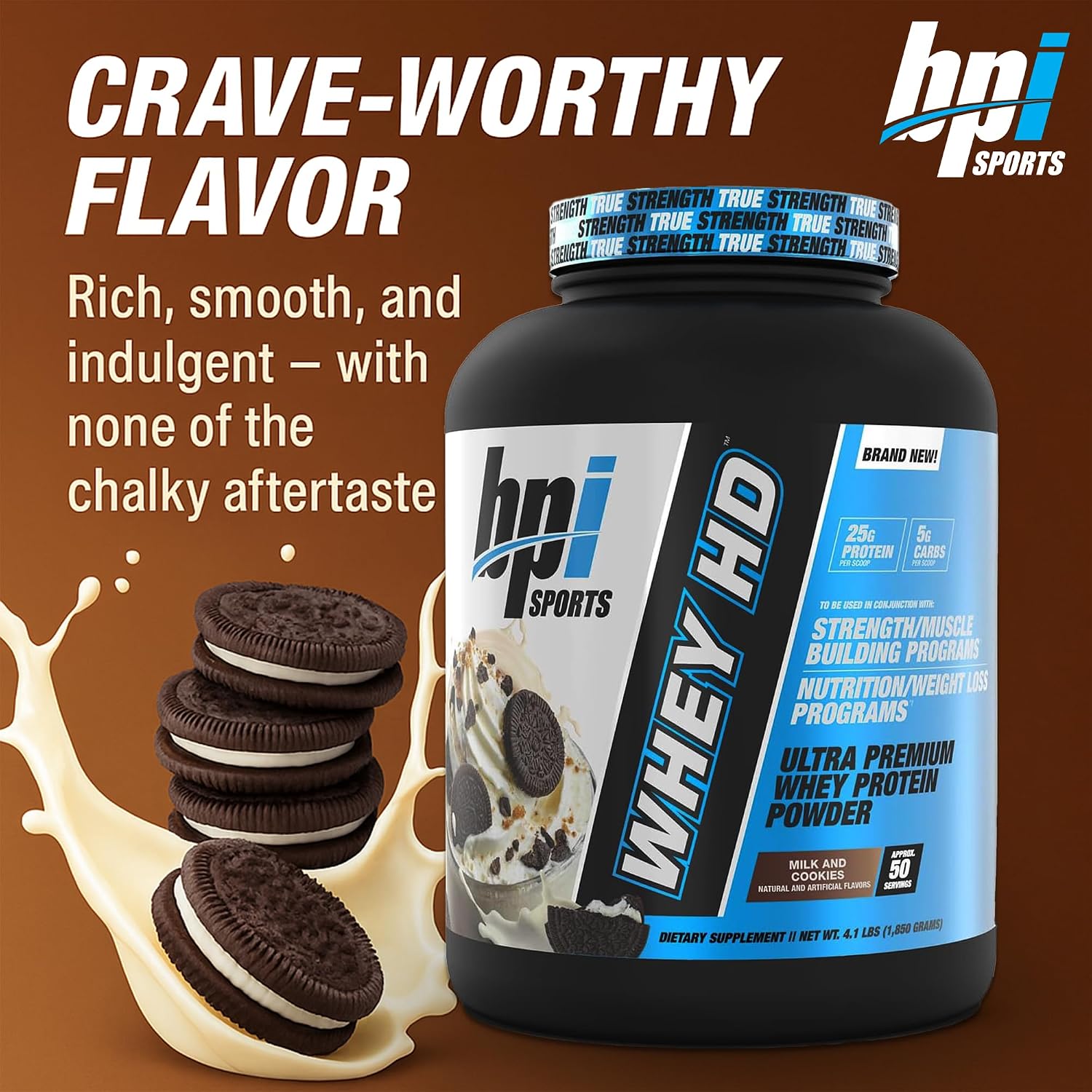BPI Sports Whey HD Ultra Premium Protein Powder Isolate | Workout Whey Protein Powder For Men & Women for Muscle Gain | Milk Protein Concentrates | Chocolate Cookie/ Vanilla Caramel, 4.07 Pound