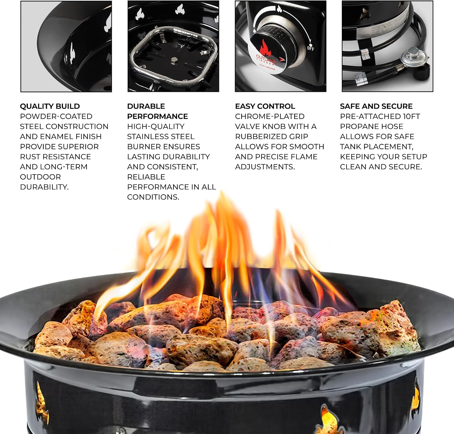 Outland Living Portable Propane Fire Pit, 19-inch, 58, 000 BTU Smokeless Gas Firebowl | Perfect for Camping, Patio, Backyard, Tailgating, Deck