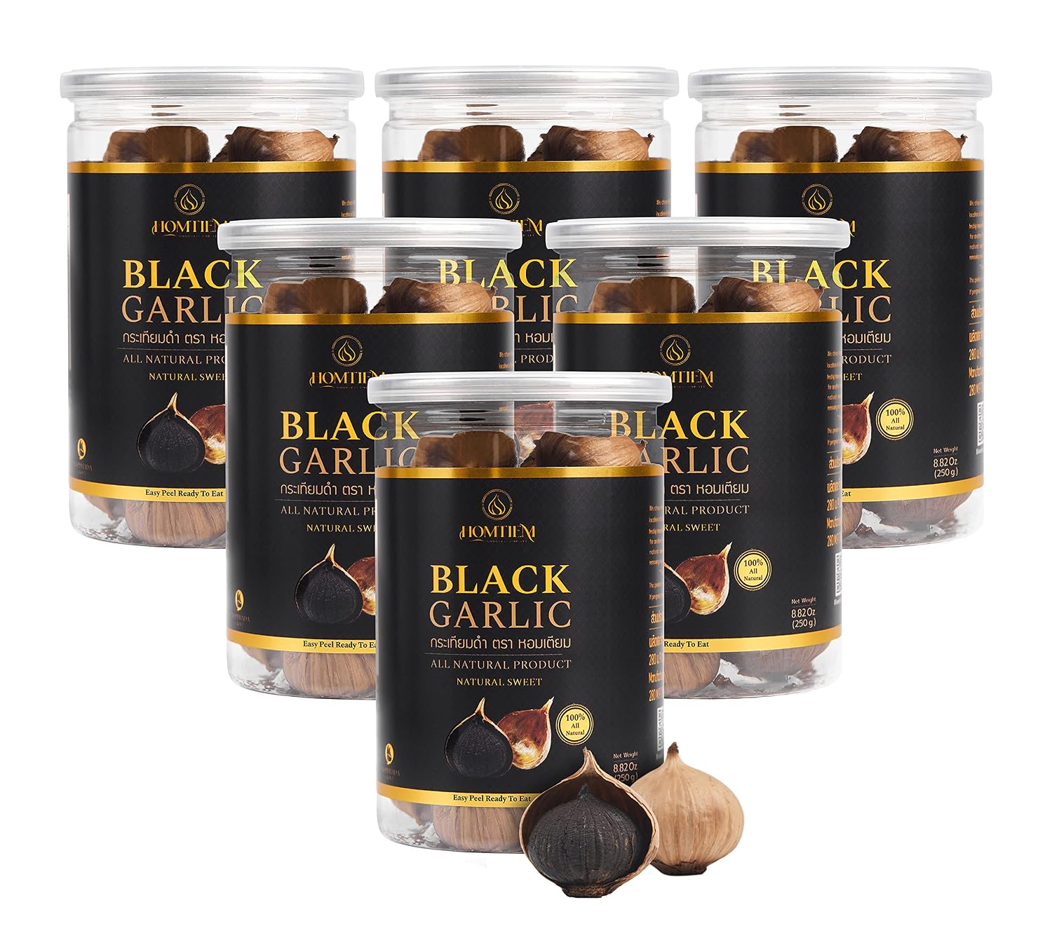 Homtiem Black Garlic Puree 150g. (Made from Solo Black Garlic 100%), Whole Black Garlic Fermented for 90 Days, Non-GMOs, High in Antioxidants