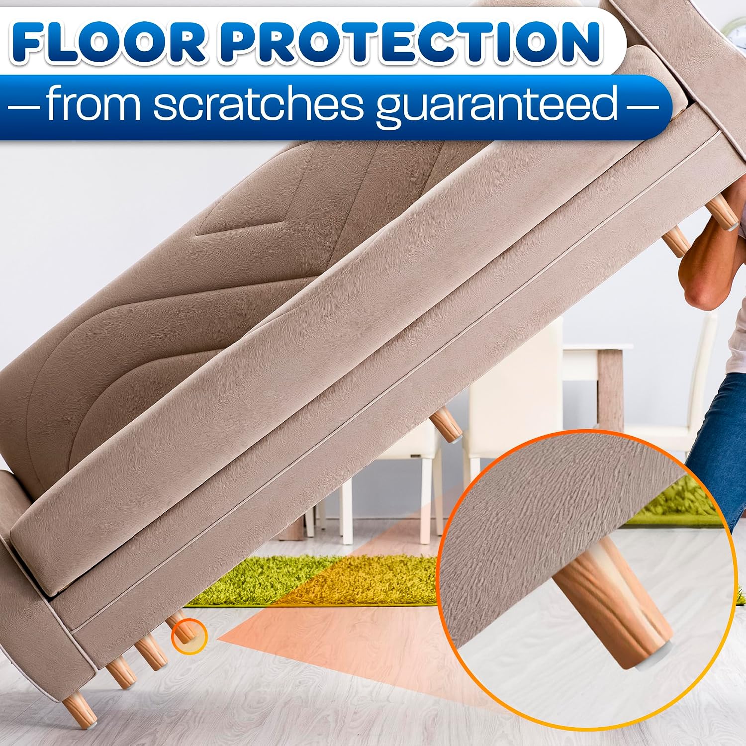 100 Pcs Nail in Furniture Glides, 0.8"x0.7" (20.3 x 17.8mm), Nylon (White) | Furniture Feet for Hardwood Floor, Steel Nail Hold Stays Put