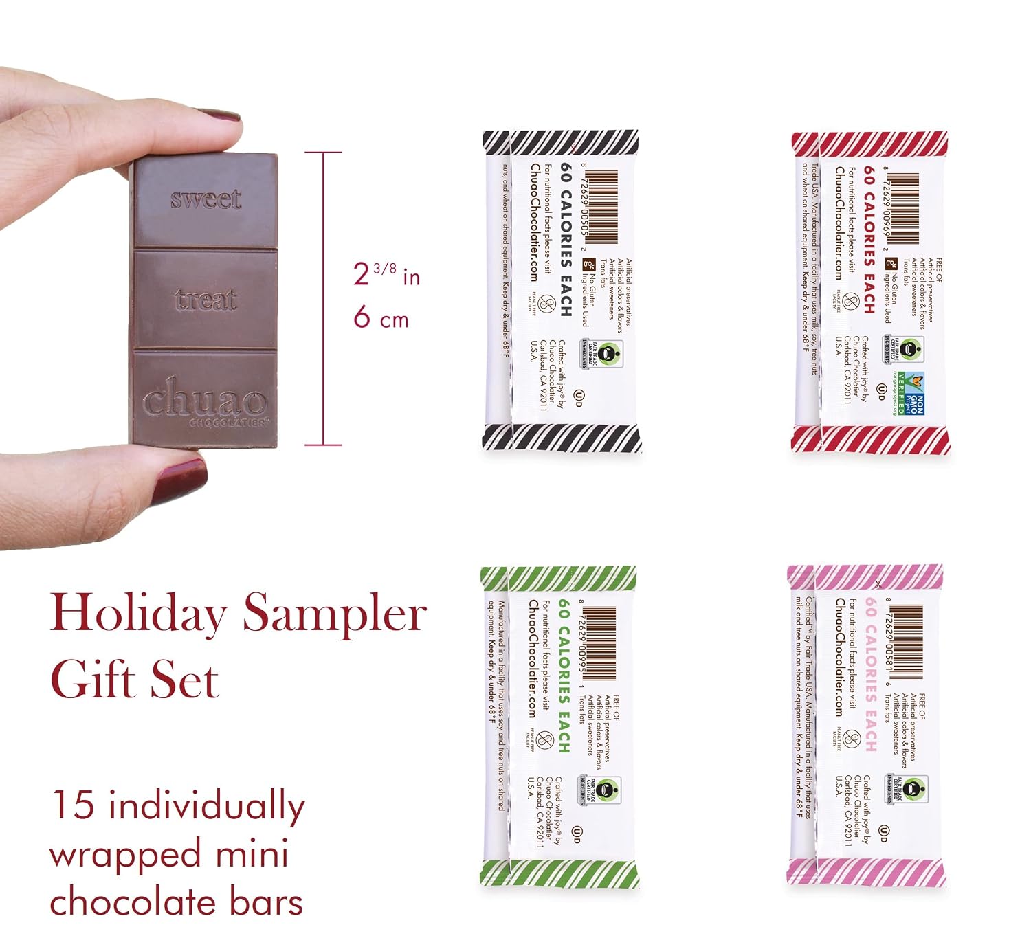 Chuao Chocolatier Share the Love Assorted Milk and Dark Mini Gourmet Chocolate Bars Gift Box | Sampler For Holiday, Birthday, Thank You, Corporate Gift Baskets | 36 Bars, 0.39 oz Each