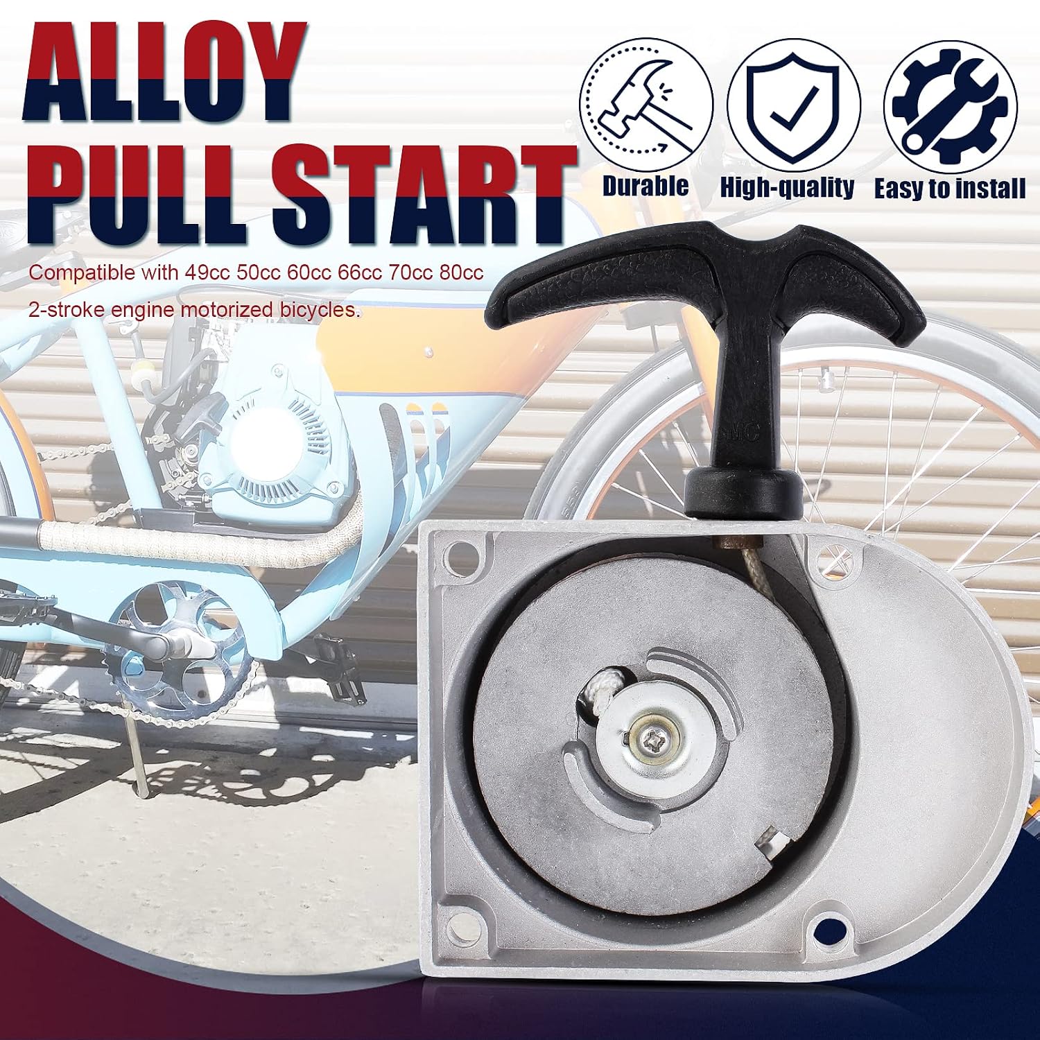 Alloy Pull Start Starter Starters 49cc 50cc 60cc 66cc 70cc 80cc 2-stroke Engine Motorized Bicycle Bike
