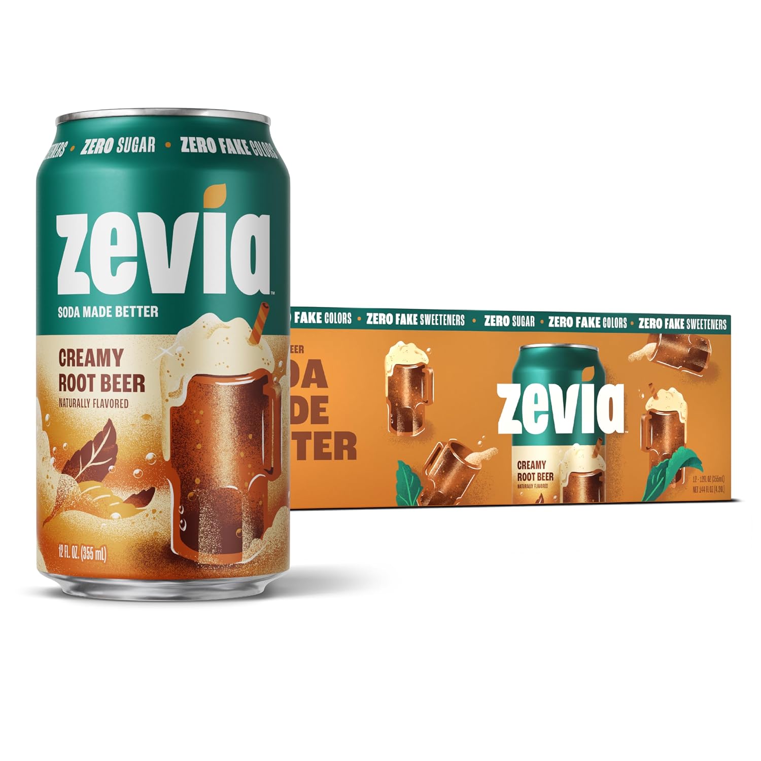 Zevia Zero Calorie Soda, Orange, 12 Ounce Cans (Pack of 6)