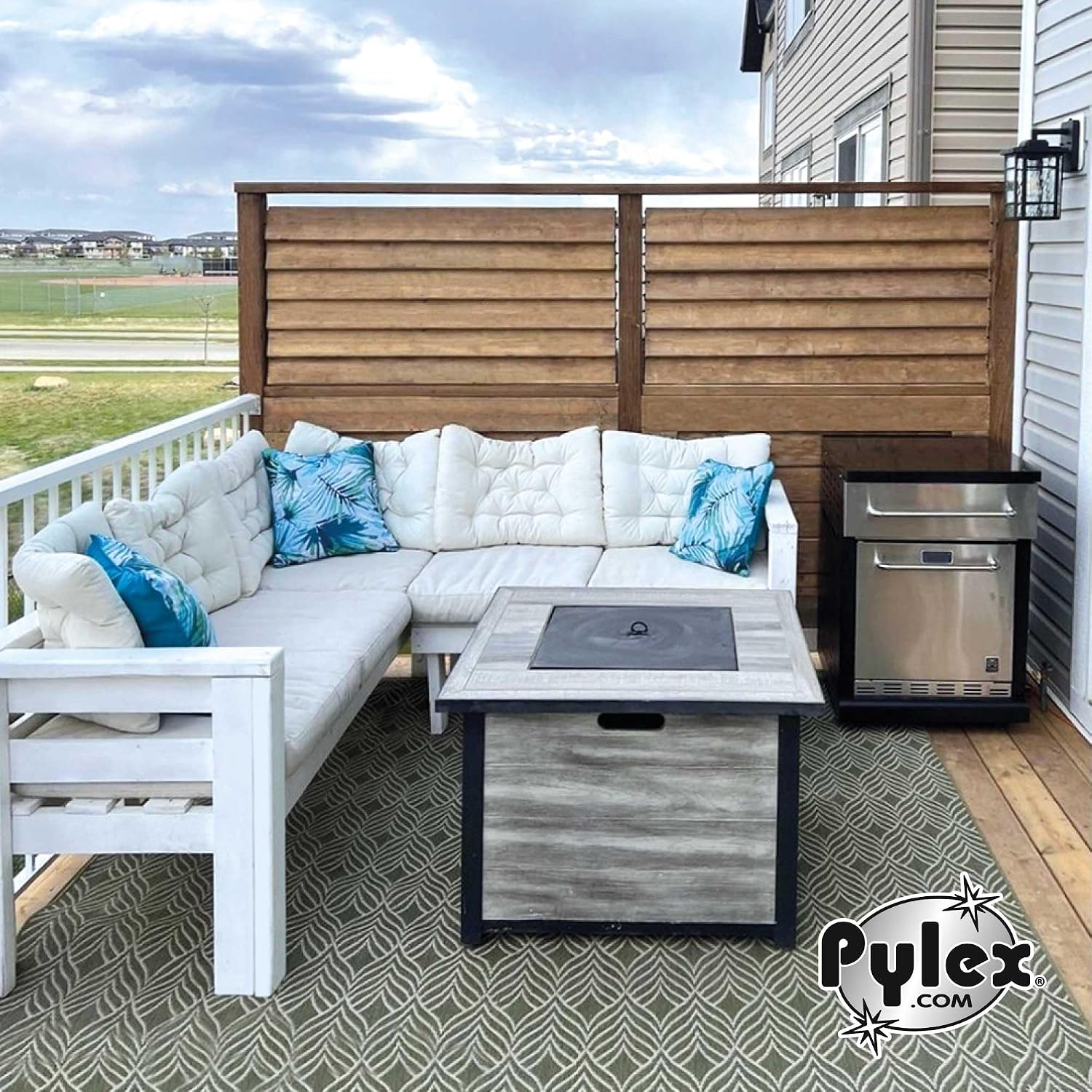Pylex Deck Sunblind System 11060, Louvers Bracket Shutter Hardware Kit, Up to 11 Boards (48'') - Black Steel Baked Powder Coating Brackets