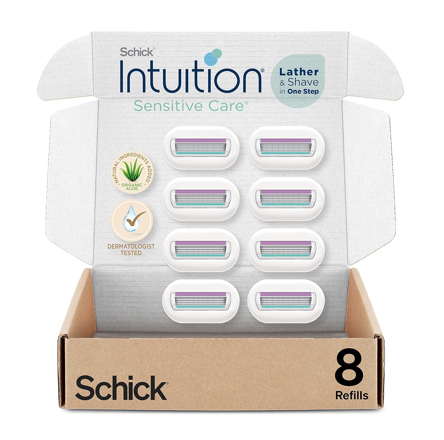 INTUITION Schick Refill, Razors for Women Sensitive Skin | Intuition Razor Blades Refill with Organic Aloe, Razor Refills , 6 Count (Pack of 1)