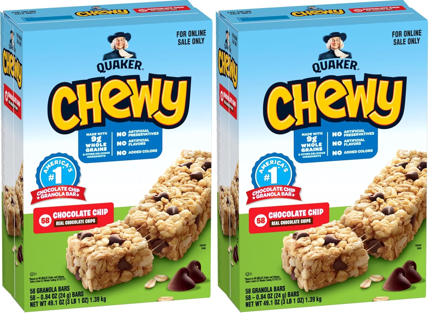 Quaker Chewy Granola Bars, Chocolate Chip, 58 Count - Packaging May Vary
