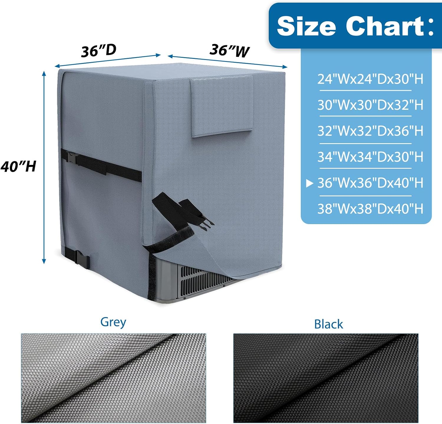AKEfit Air Conditioner Cover for Outside, Grey, 24W x 24D x 30H inch