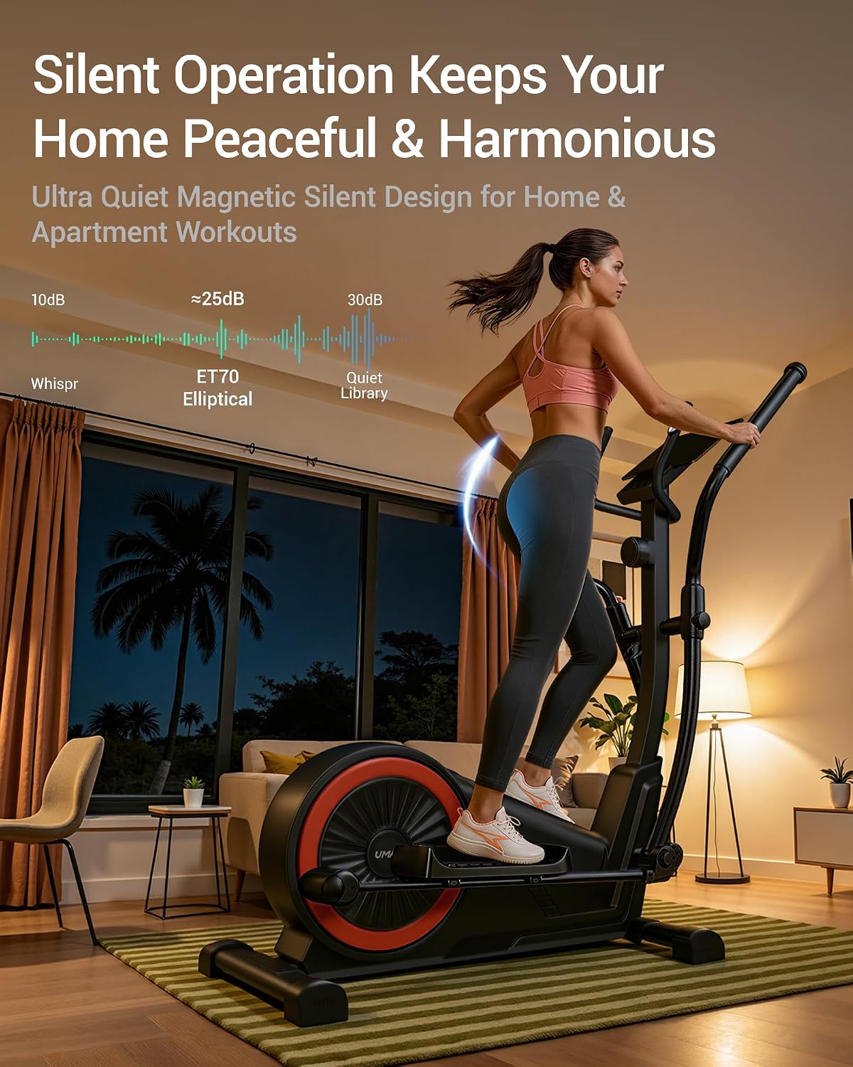 Elliptical Exercise Machine with 15.5''-17'' Stride & Heart Rate Grips,Ultra Silent Magnetic Elliptical Machine for Home with 16 Levels Resistance and LCD Monitor,400 LBS Weight Capacity