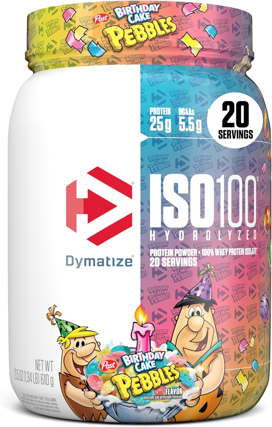 Dymatize ISO100 Protein Powder, 100% Whey Isolate, Birthday Cake | 25g Protein, Hydrolyzed, Fast-Absorbing, Supports Muscle Health, 5.5g BCAAs, Gluten-Free, 75 Servings, 5 lb