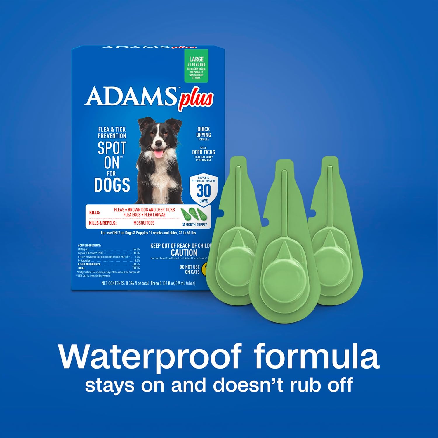 ADAMS Plus Flea & Tick Prevention Spot On for Extra Large Dogs, 3 Pack