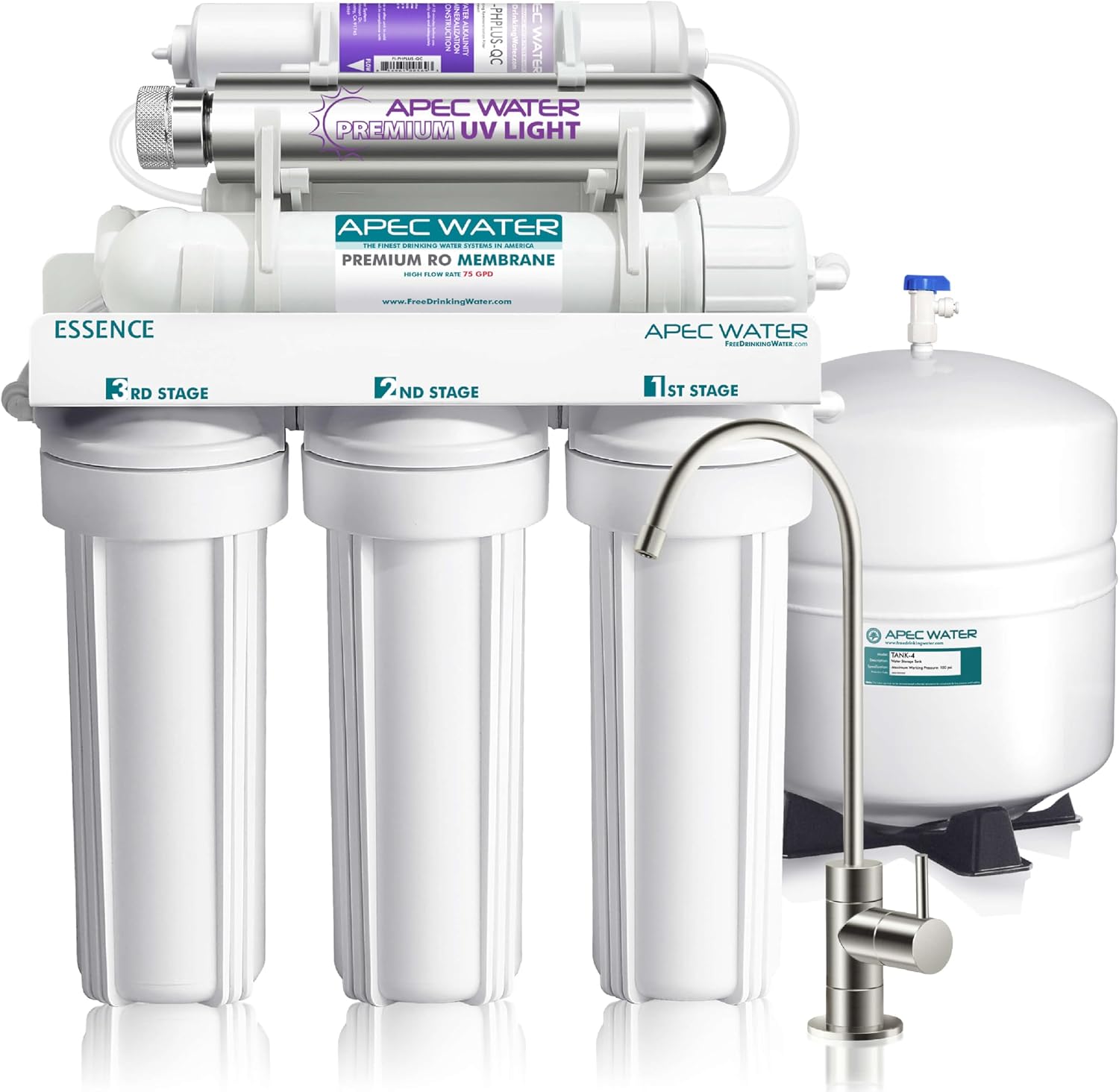 APEC Water ROES-50, 5-Stage Under Sink Reverse Osmosis System, 50 GPD | NSF Certified 372 & 58, Reduces 99% of Impurities, DIY Installation