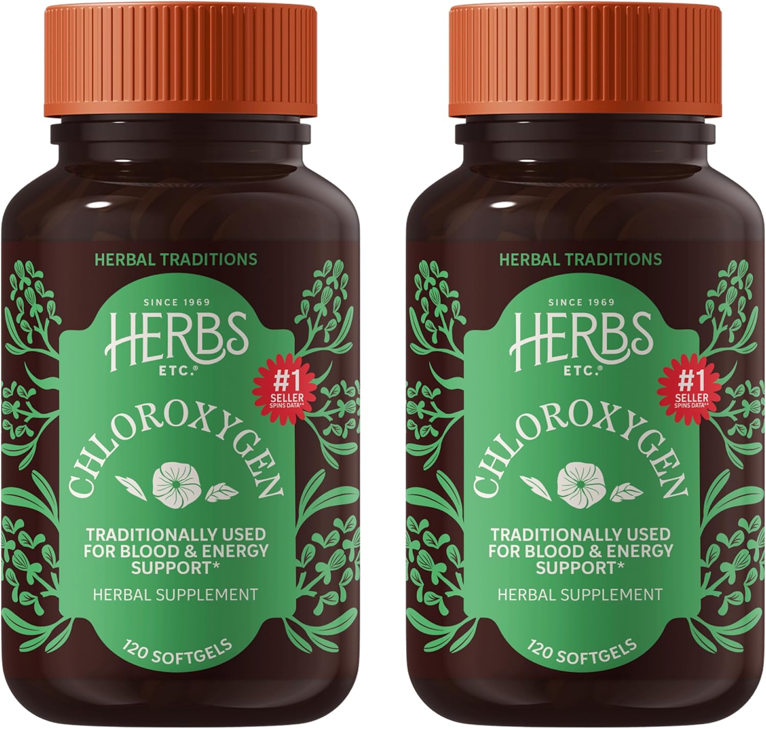 Herbs Etc. ChlorOxygen Chlorophyll Concentrate Softgels - High-Potency Chlorophyll for Detoxification Support - Deodorizing - Skin, Gut & Energy Support - 60 Count (60 Servings)