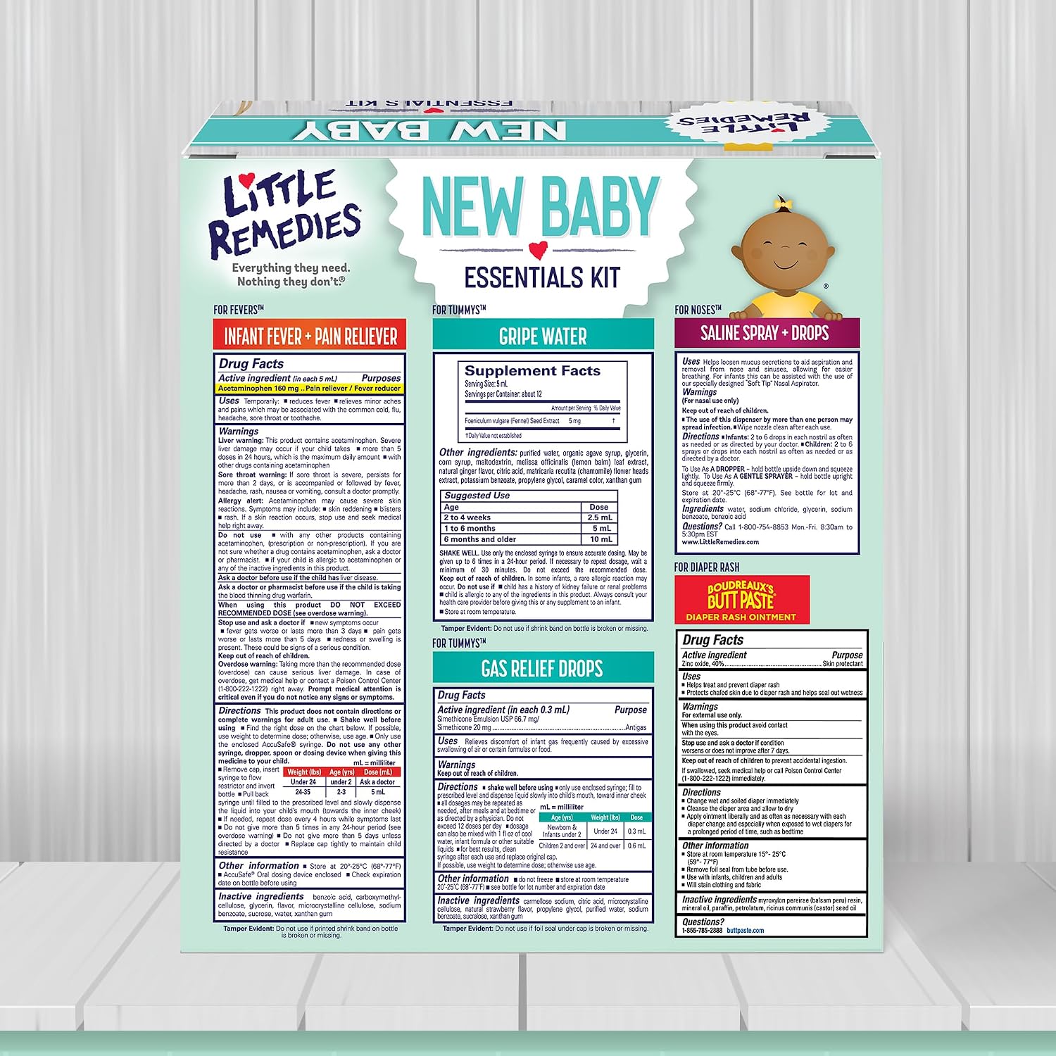 Little Remedies New Baby Essentials Kit, 6-in-1 Bundle for Newborns | Baby Care Set, Newborn Essentials, Saline Nasal Spray, Diaper Rash Cream