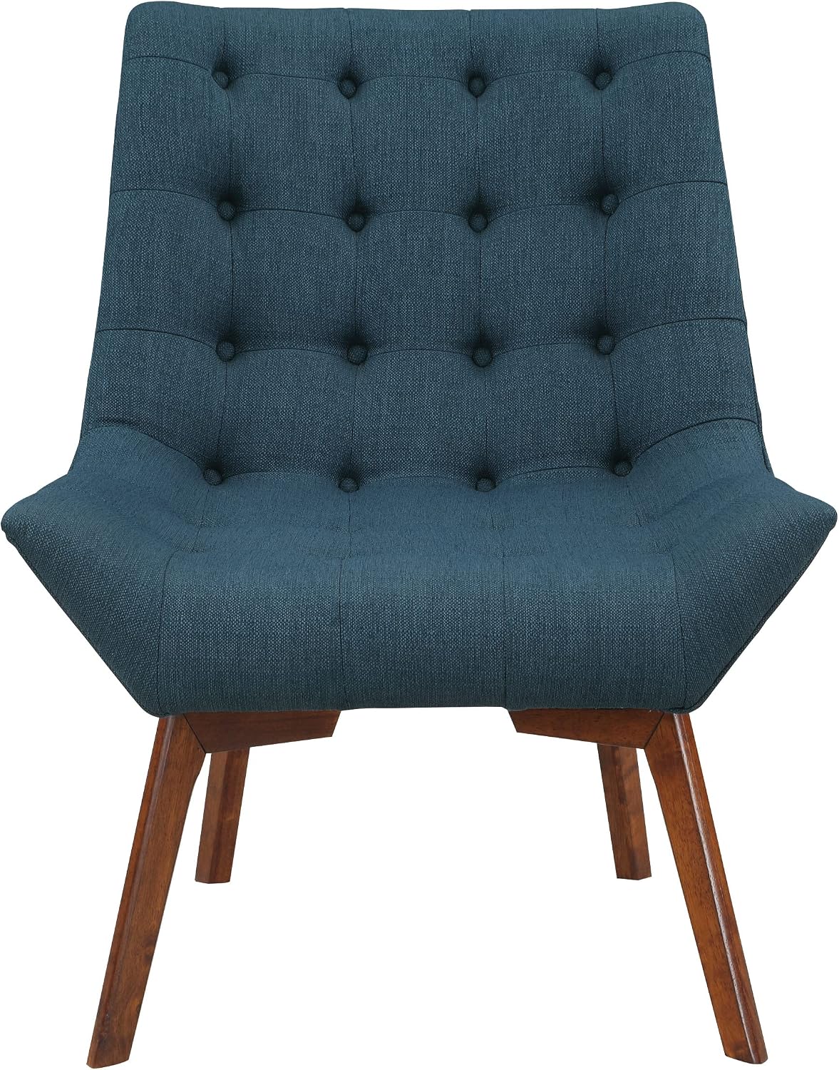 OSP Home Furnishings Shelly Mid-Century Modern Button Tufted Accent Chair with Solid Wood Sculpted Frame