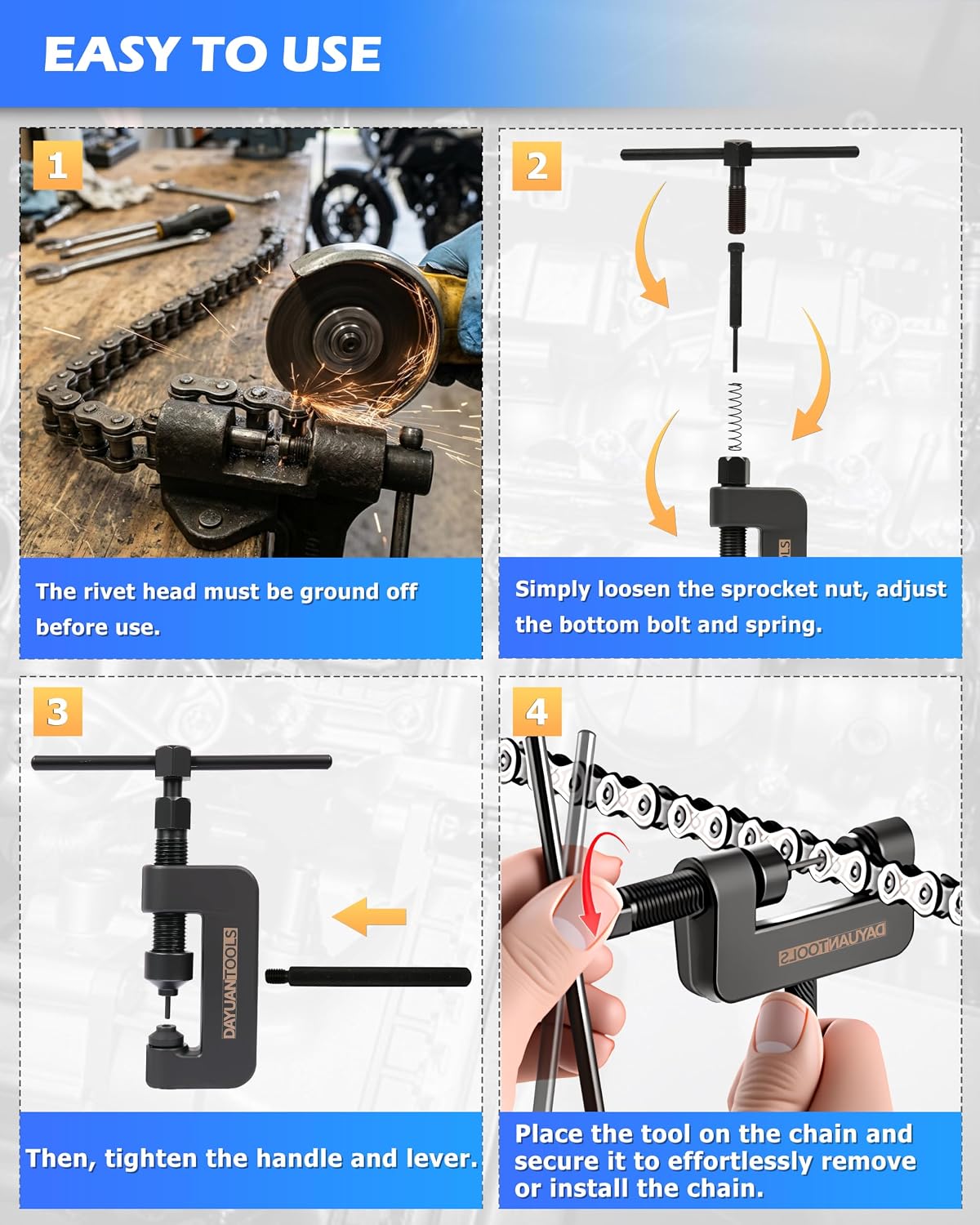 DAYUAN Motorcycle Chain Breaker Set, Chain Cutter and Riveter Kit, Red Case