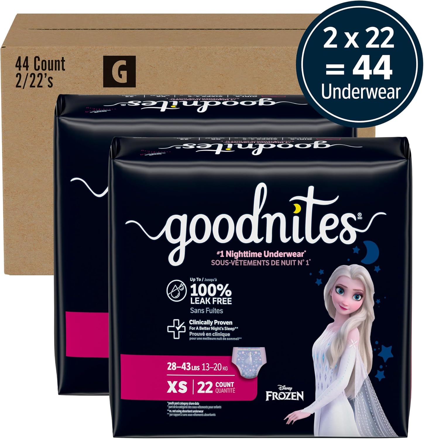 Goodnites Girls' Nighttime Bedwetting Underwear, Size S/M (43-68 lbs), 14 Ct, Packaging May Vary