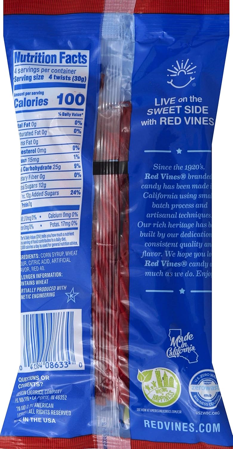 Red Vines Licorice Twists, Original Red Flavor, Soft & Chewy Candy, 4 Ounce (Pack of 24)