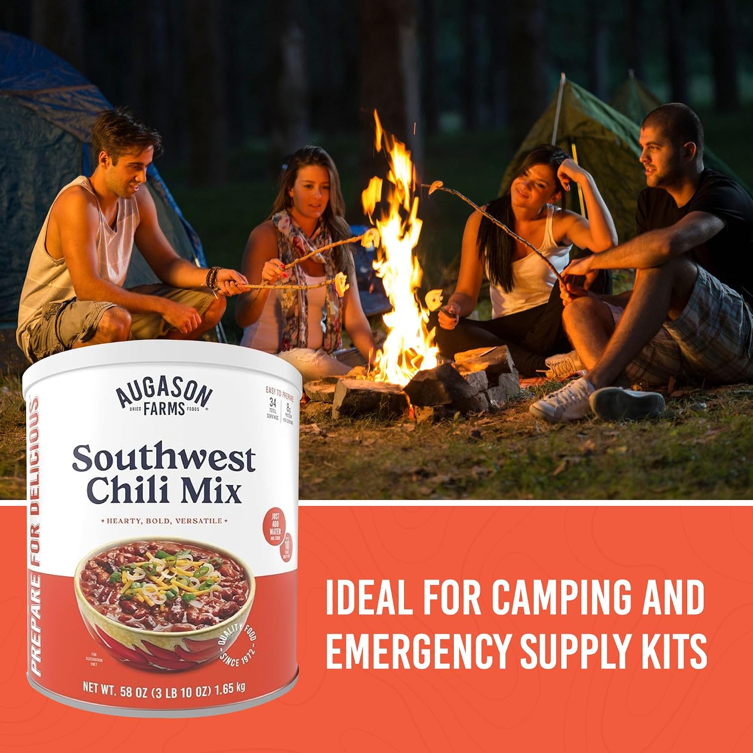 Augason Farms Southwest Chili Mix Can | Emergency Food Supply, 34 Servings, 10 Year Shelf Life, 8 Grams of Protein per Serving, Certified Gluten Free