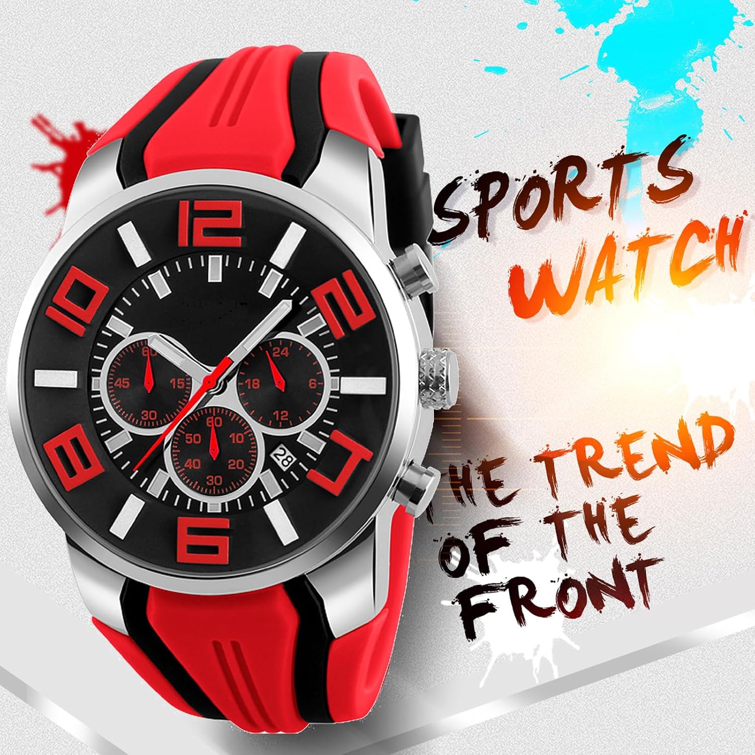 findtime Mens Sport Watches for Men Reloj para Hombre Colorful Cool Unique Analog Stylish Wrist Watch Chronograph for Running Training Stopwatch