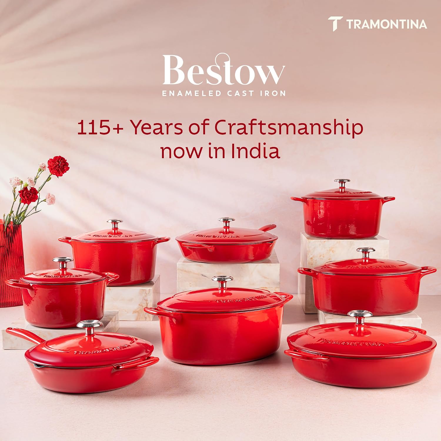 Tramontina Bestow Enameled Cast Iron 4-Qt Braiser Pan with Lid, Blue | Oven-to-Table Casserole Dish, Great for Shallow Braises & Simmers