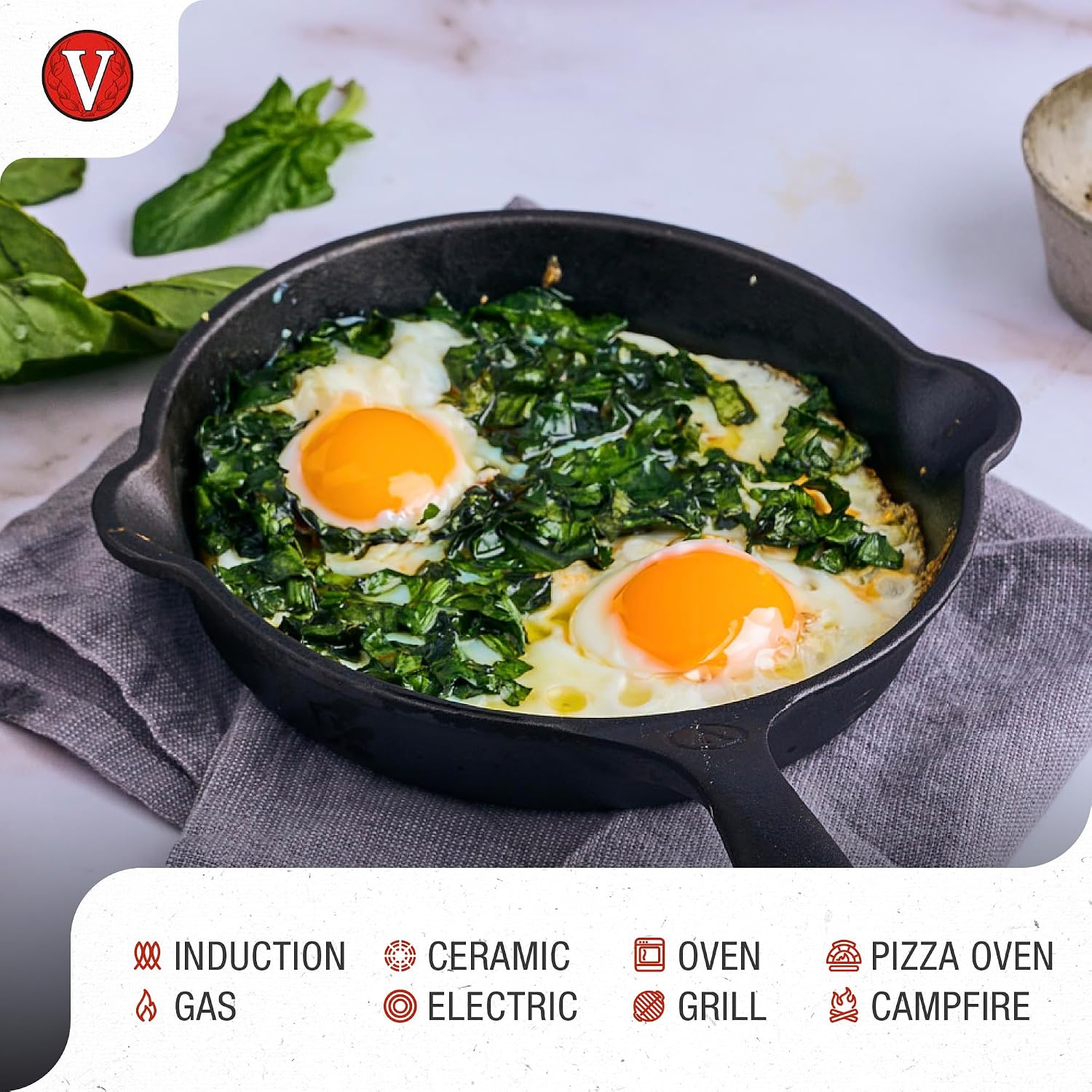 Victoria 10-Inch Cast Iron Skillet, Pre-Seasoned Cast-Iron Frying Pan with Long Handle, Made in Colombia | Pan with Long Handle, Made in Colombia
