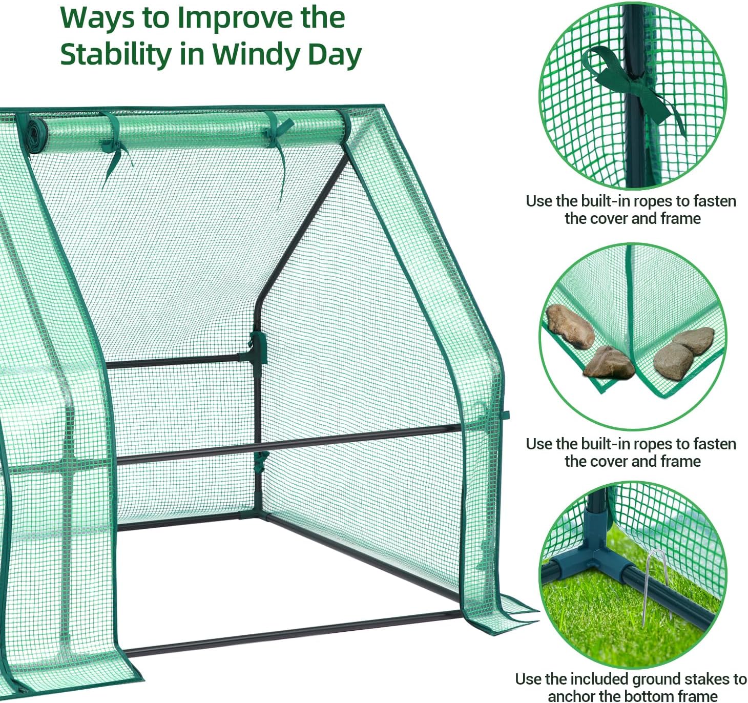 Ohuhu Portable Mini Greenhouse, 71"x36"x36" Greenhouses for Outdoors with Dual Large Zipper Doors & Ground Stakes