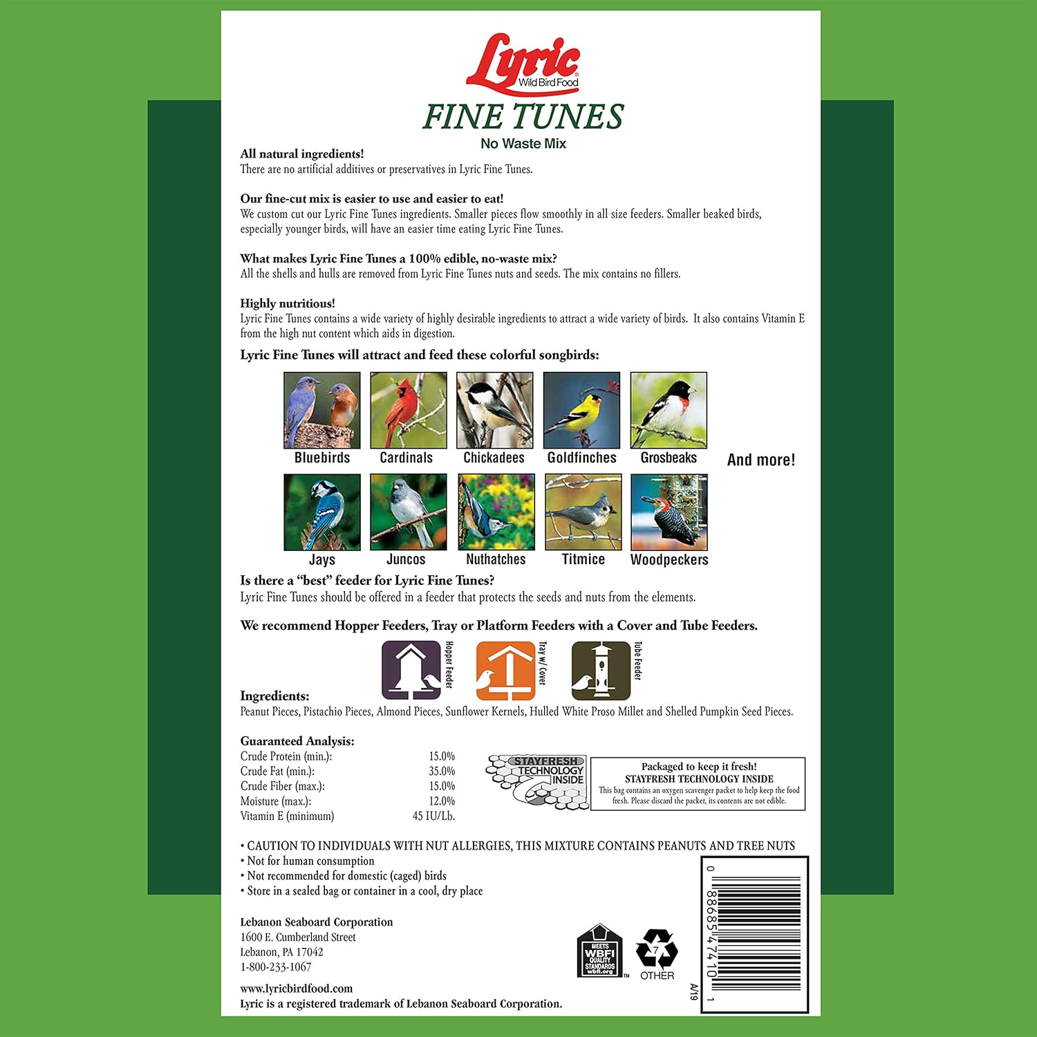 Lyric Fine Tunes and Delite No Waste Wild Bird Seed Mixes - Attracts Bluebirds, Finches and More - 35 lb