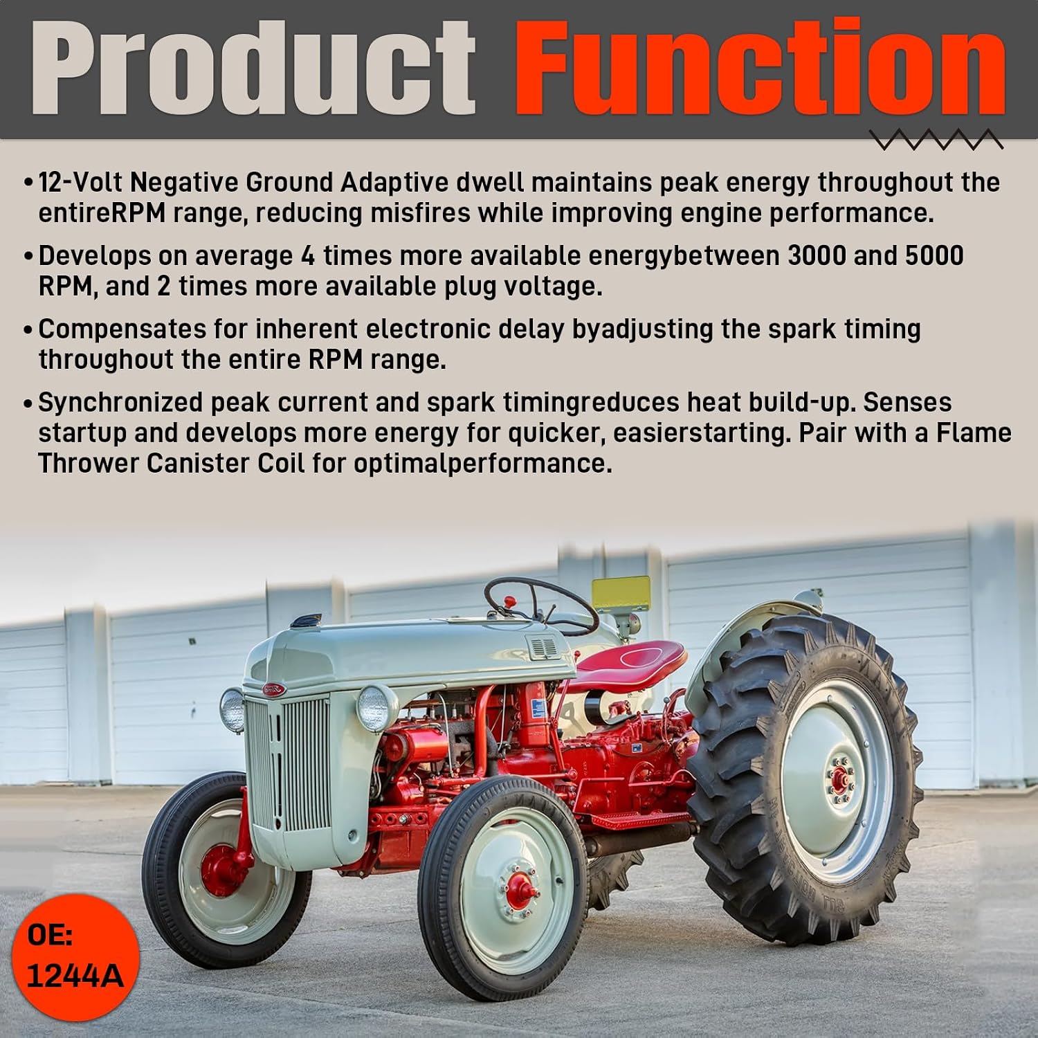 1244A Electronic Ignition Conversion Kit Compatible With Ford Tractors 2N 8N 9N 4 Cylinder Series 500 to 800, Side Mount Distributor & 12V Only