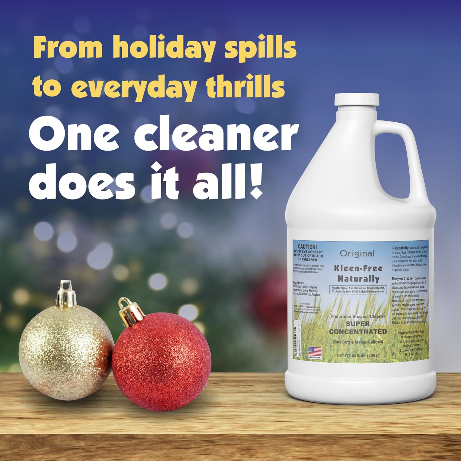 Naturally Preformed Enzyme Cleaner, Enzyme Solution, Multi-Purpose Cleaner, Laundry Additive and More - Concentrate - Original Scent - 128oz (1 Gallon)