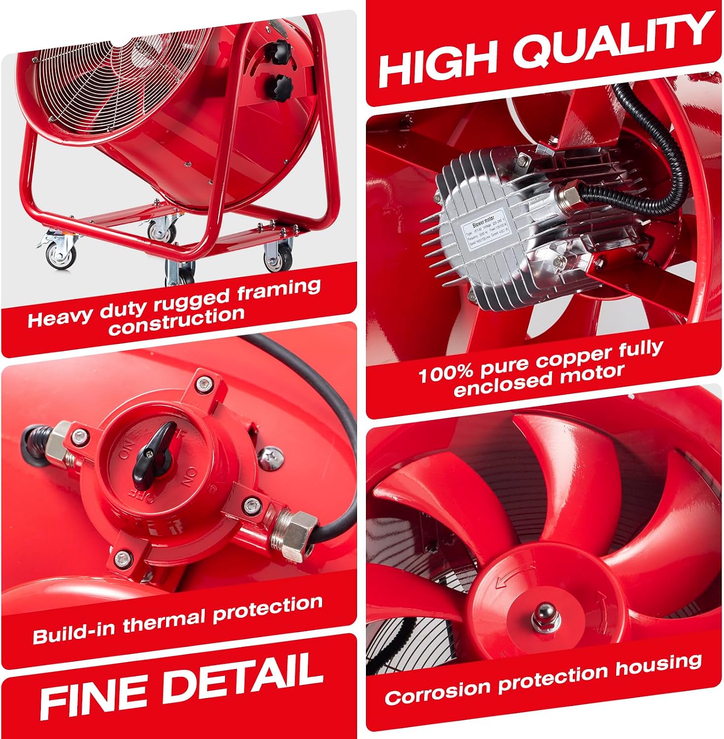 iLiving - ILG8EF12EX Explosion Proof Utility High Velocity Blower, Fume Extractor, Portable Exhaust and Ventilator Fan, Air Ventilation with 2720 CFM