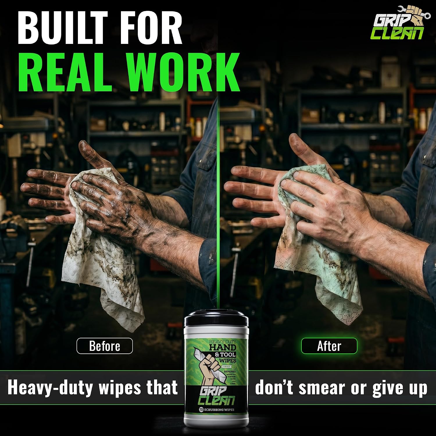 Heavy Duty Hand Cleaning Wipes, Tool Wipes, Waterless Mechanic Hand Cleaner