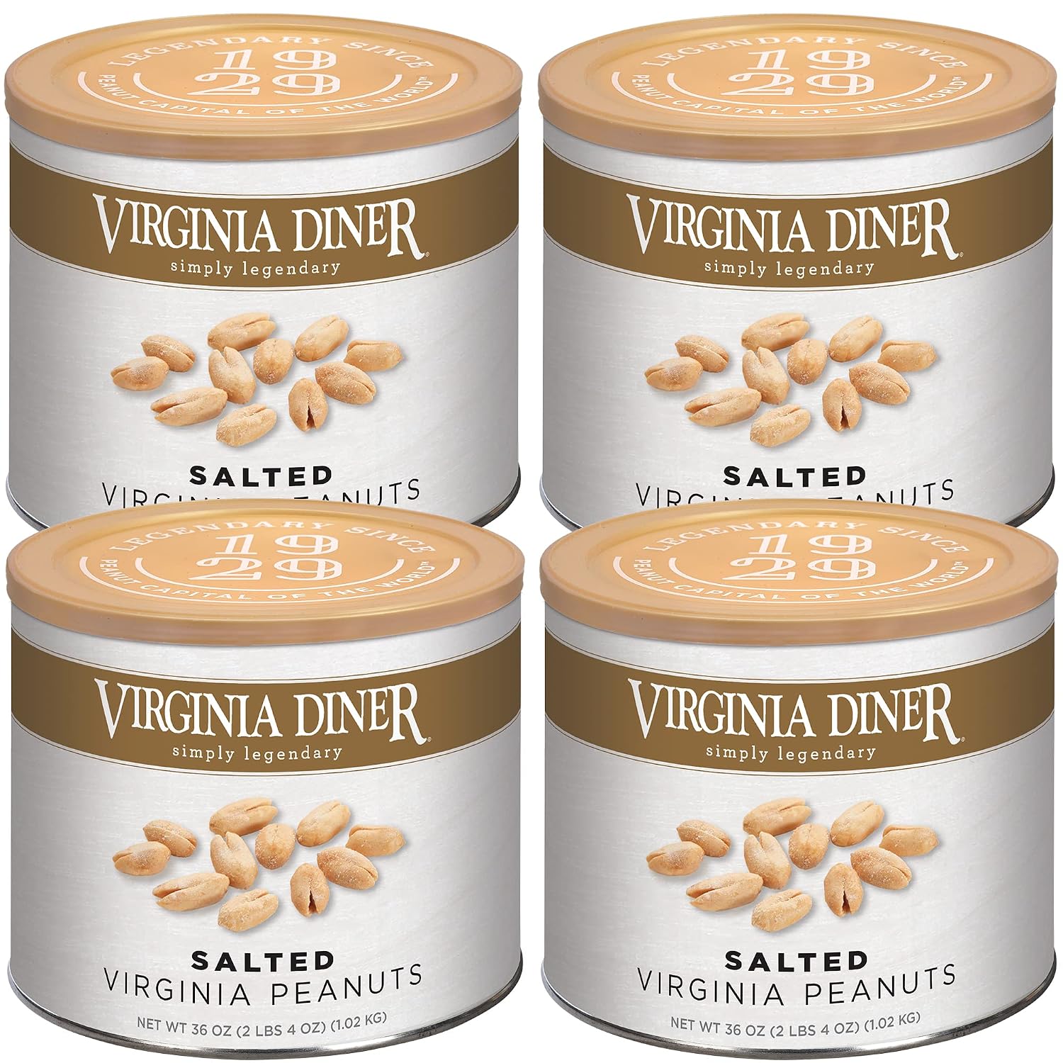 Virginia Diner Salted Virginia Peanuts - XL Gourmet Peanuts Non-GMO, Preservative Free Gifts from Virginia Since 1929-18 Oz Can