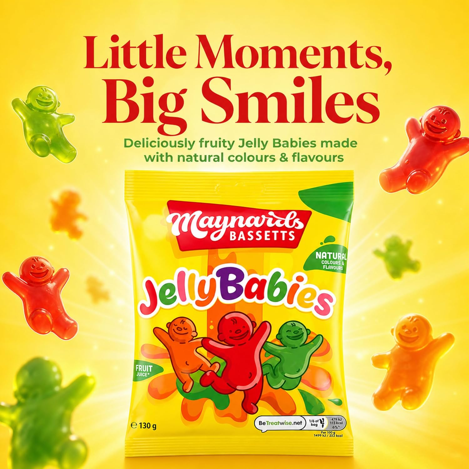 Maynards Bassetts Jelly Babies 130g (Pack of 4), Fruity Sweets